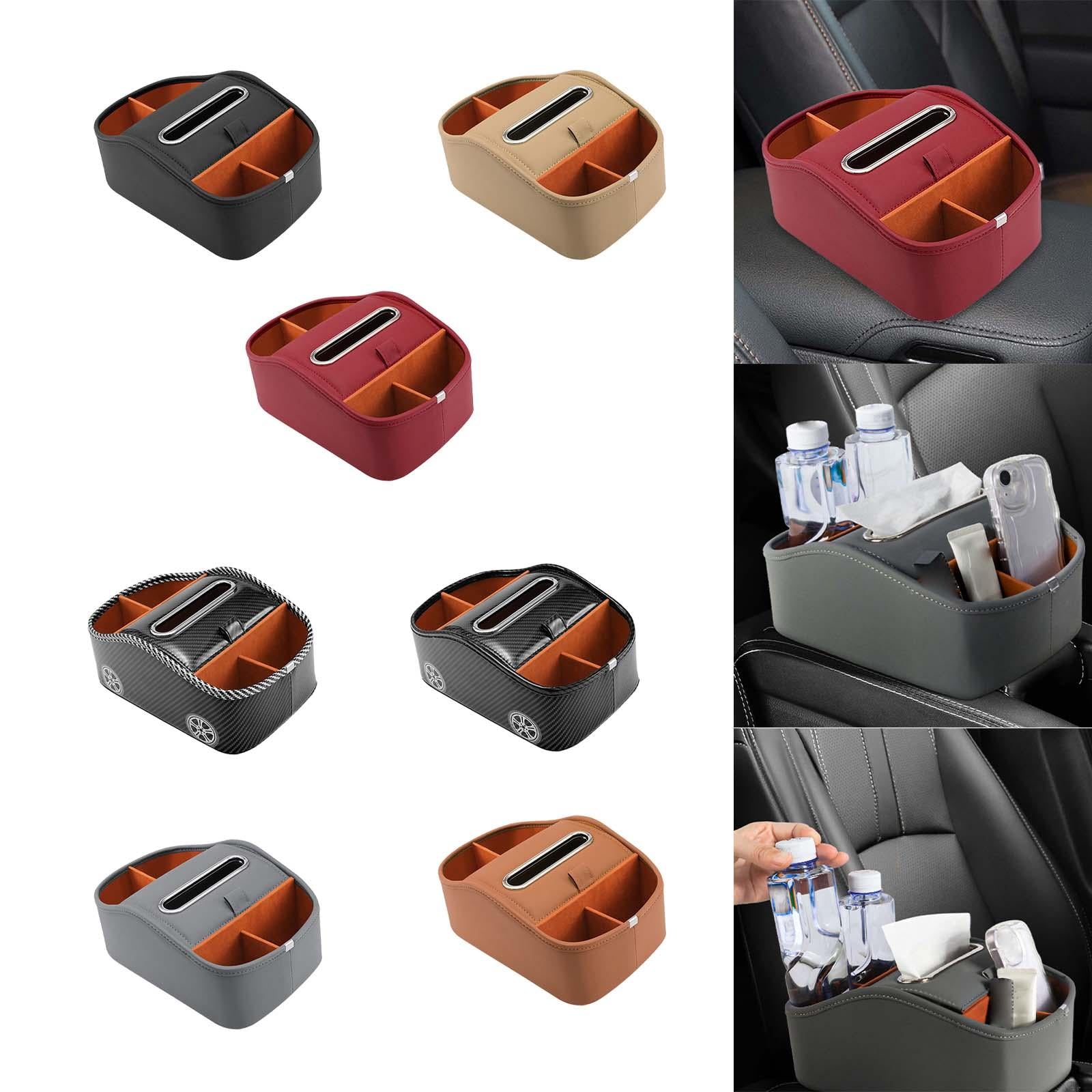 Car Armrest Storage Box Console Organizer for Lipstick Key Paper Towels black