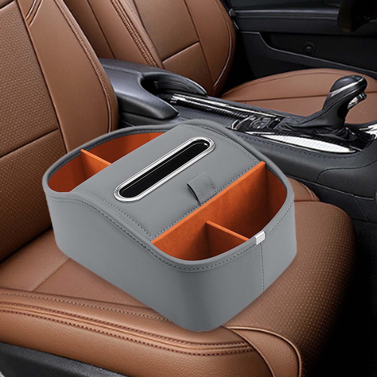 Car Armrest Storage Box Console Organizer for Lipstick Key Paper Towels grey