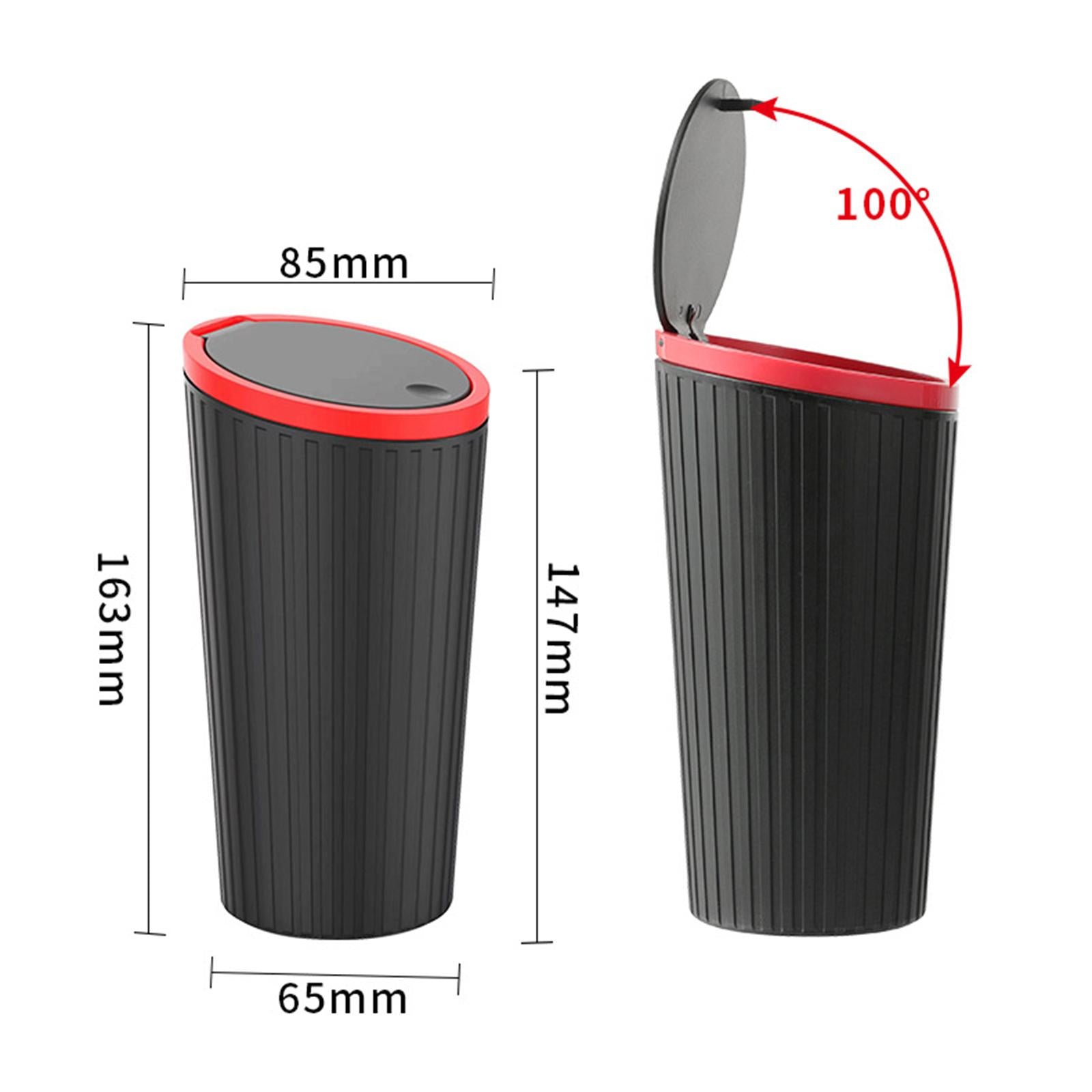 Car Trash Can Durable Small Car Cup Holder Trash Bin for Auto Truck SUV black red