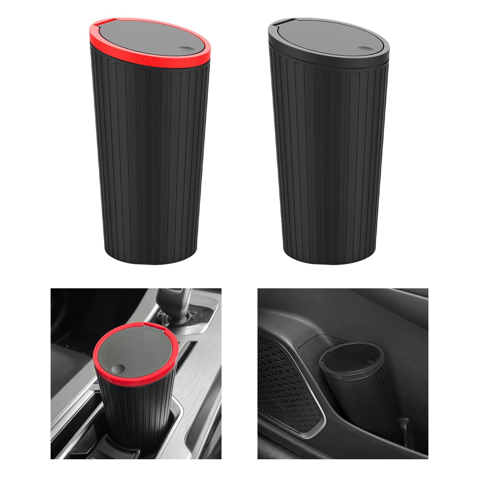 Car Trash Can Durable Small Car Cup Holder Trash Bin for Auto Truck SUV black red
