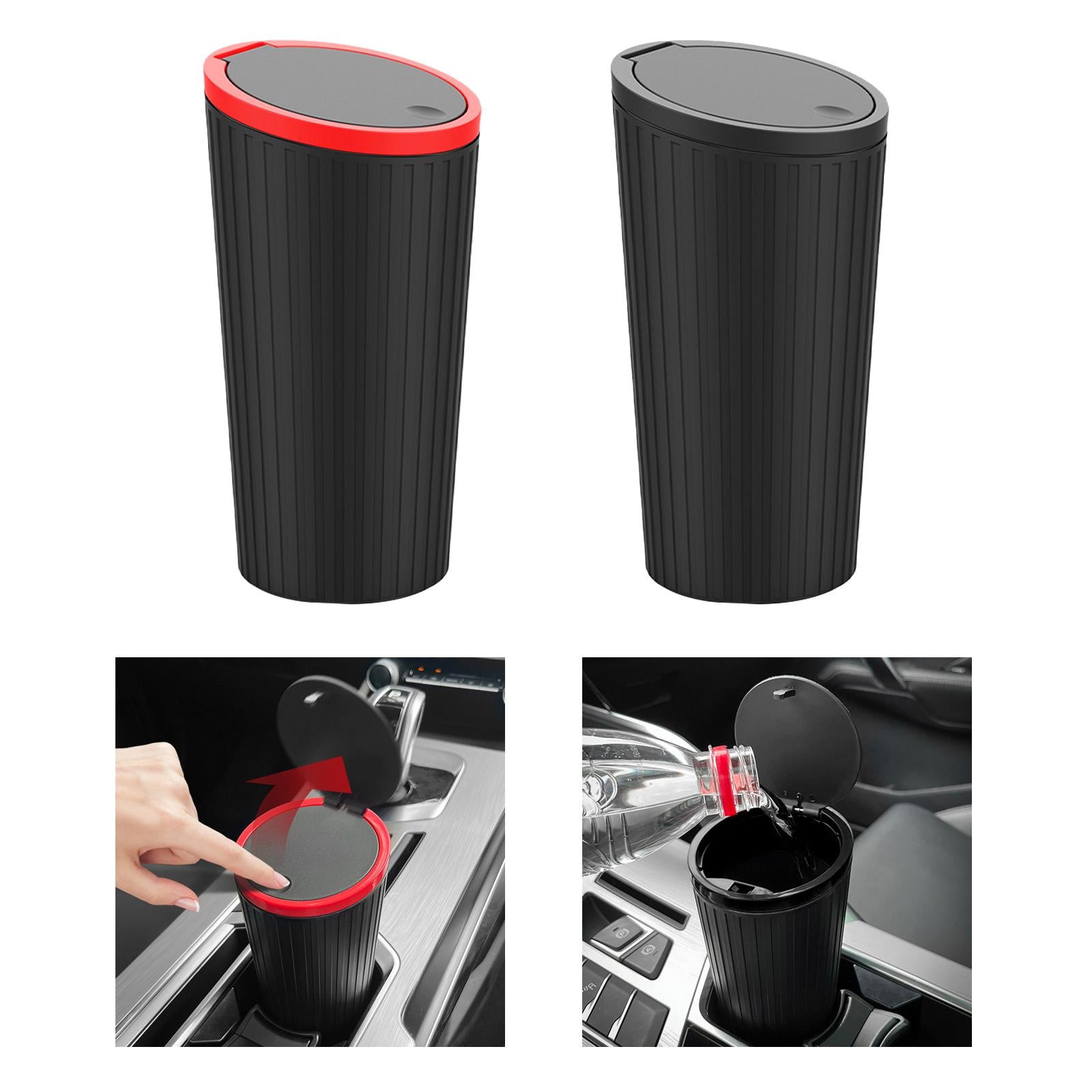 Car Trash Can Durable Small Car Cup Holder Trash Bin for Auto Truck SUV black red
