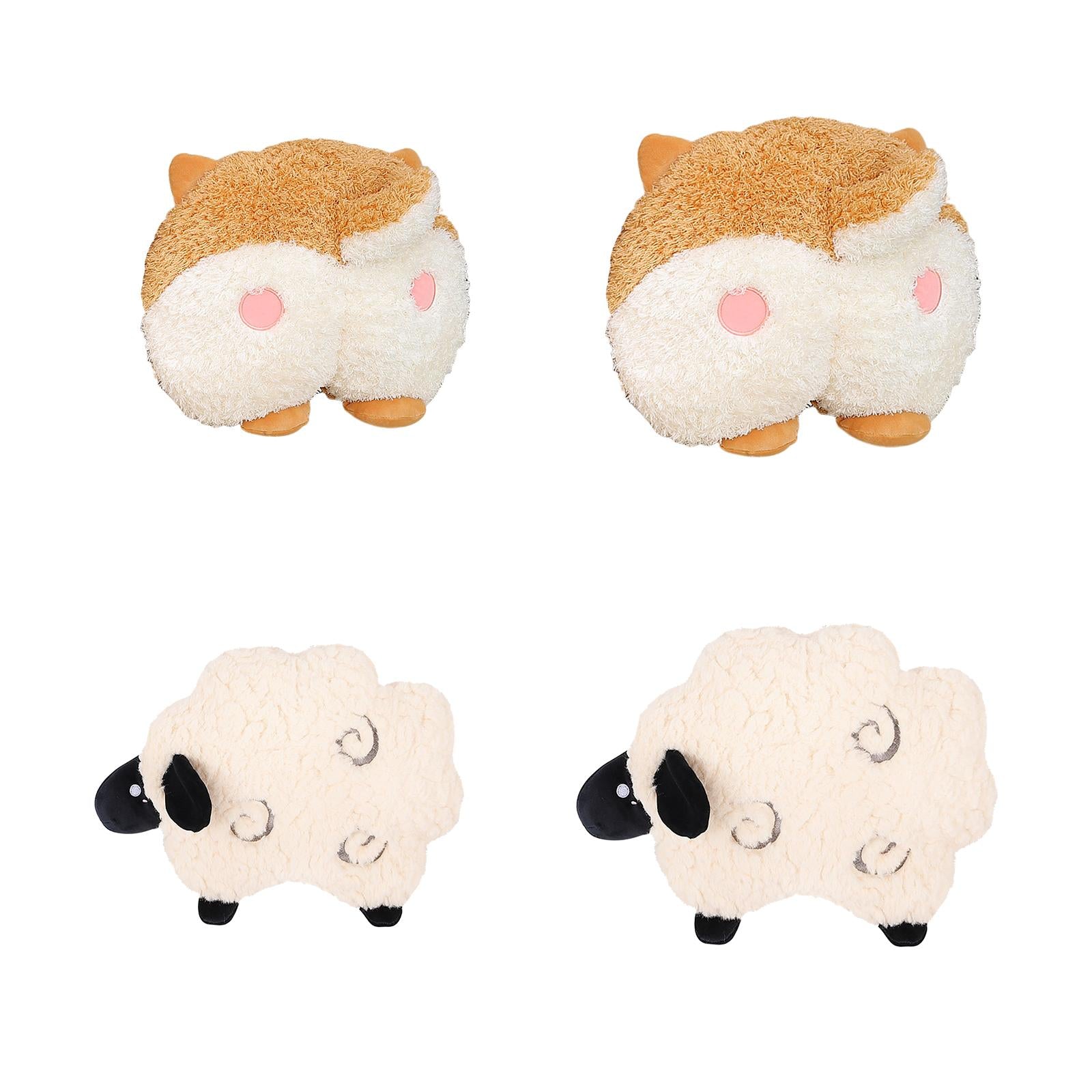 Car Pillow Attachment Car Cushion for Travelling Driving Decor 26cmx27cm Lamb