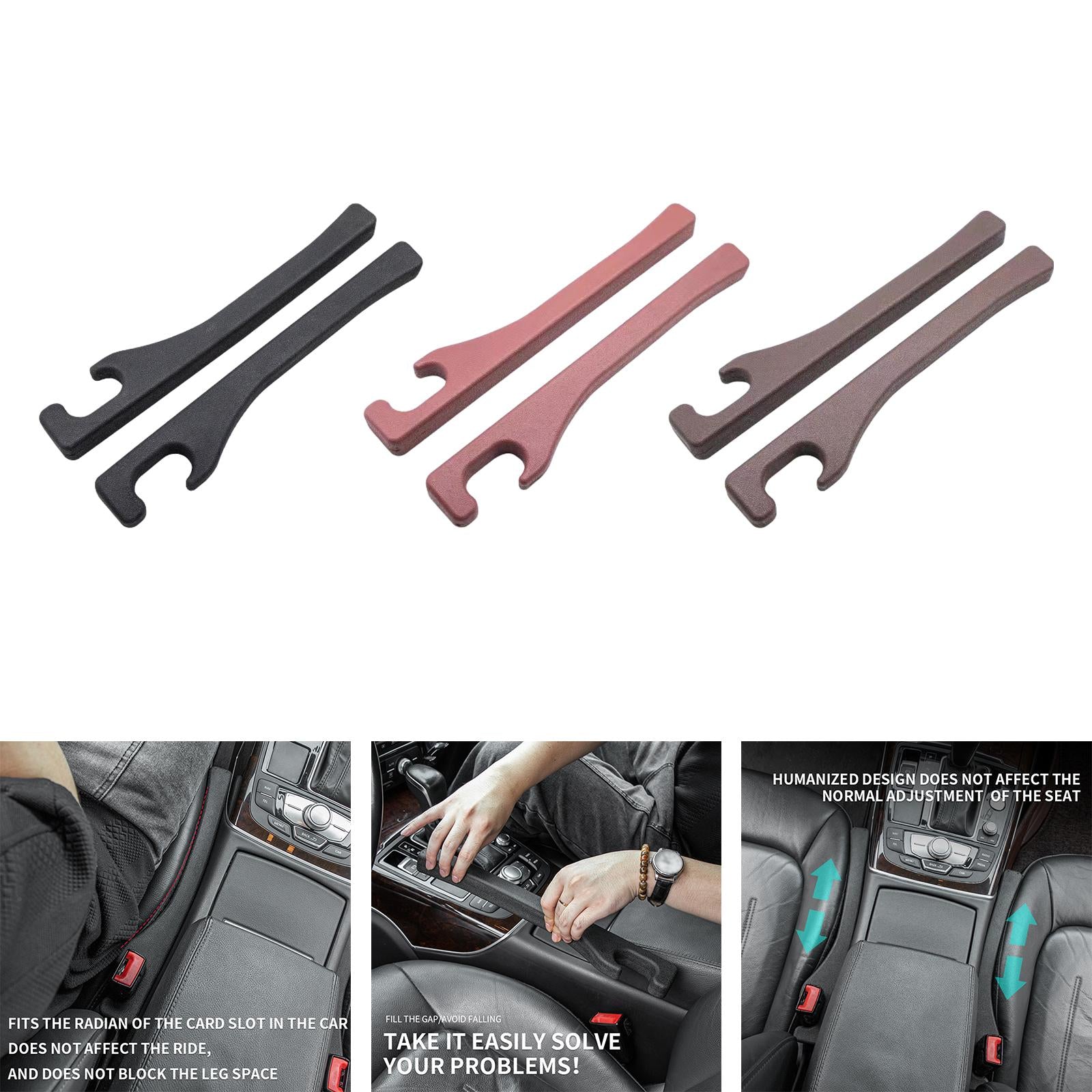 2 Pieces Car Seat Gap Filler Easy Installation for Cars Automobiles SUV Black