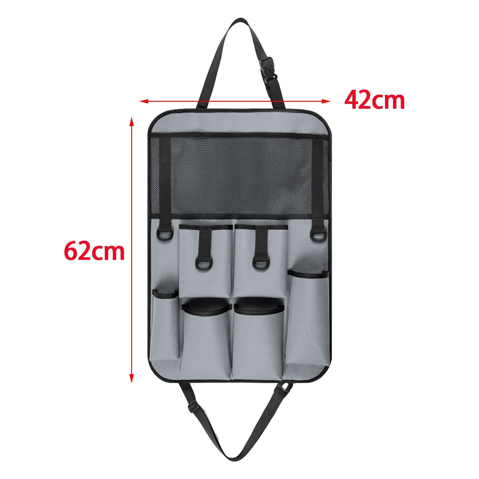 Car Back Seat Organizer Bottle Bag Kick Mat for Snacks Tissue Box Books Gray