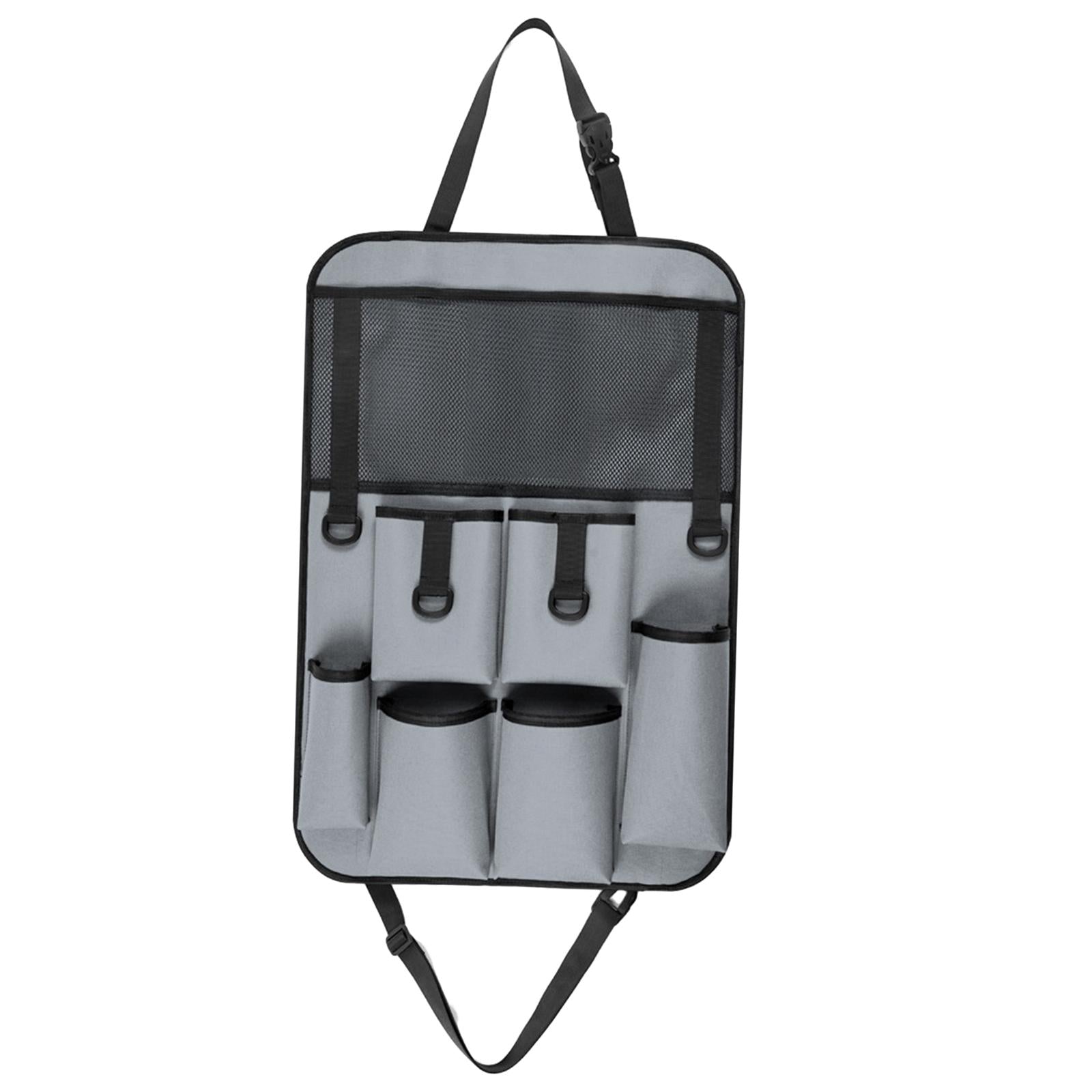 Car Back Seat Organizer Bottle Bag Kick Mat for Snacks Tissue Box Books Gray