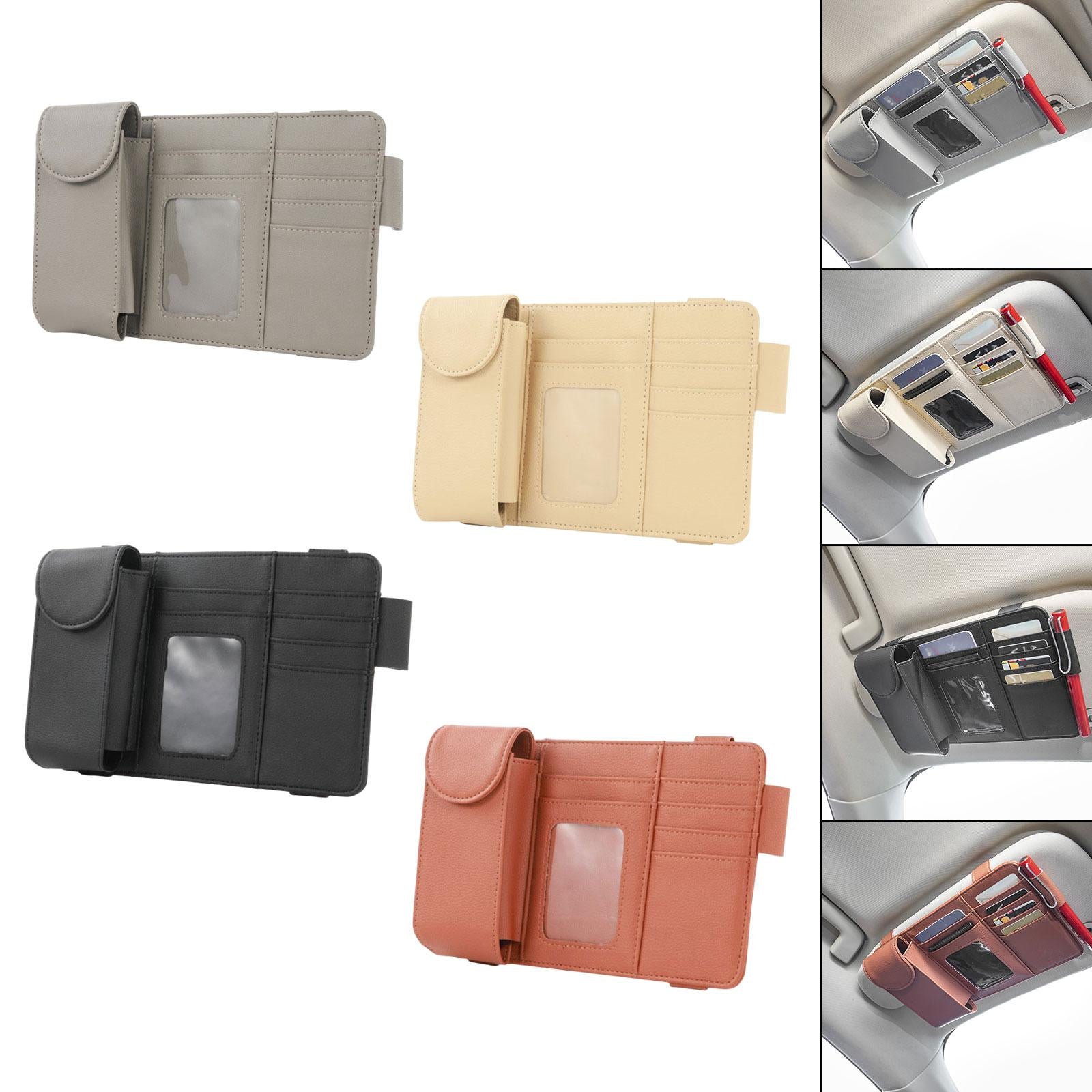 Car Sun Visor Storage Organizer Durable Premium Vehicle Interior Accessories Gray