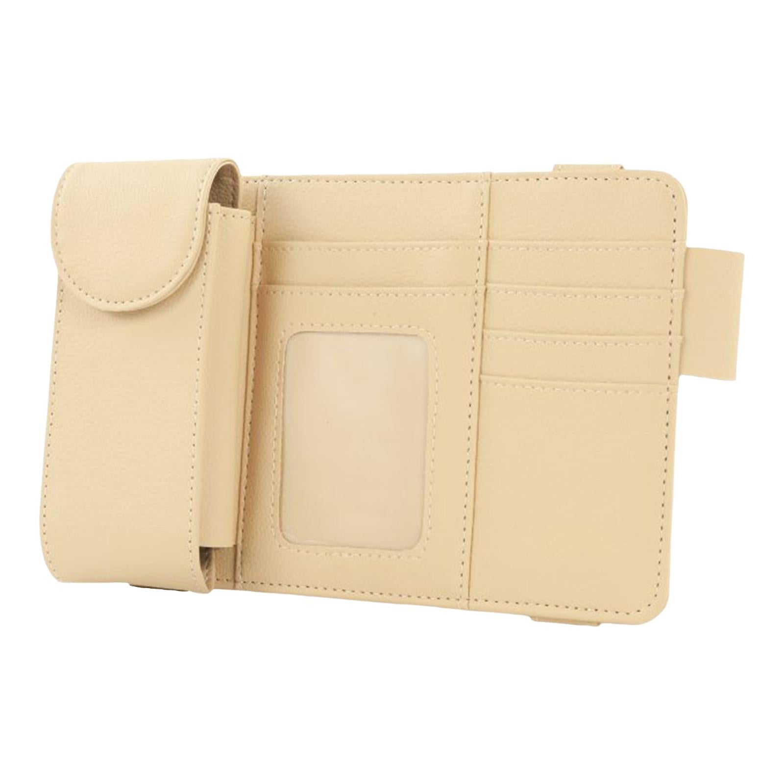 Car Sun Visor Storage Organizer Durable Premium Vehicle Interior Accessories Beige