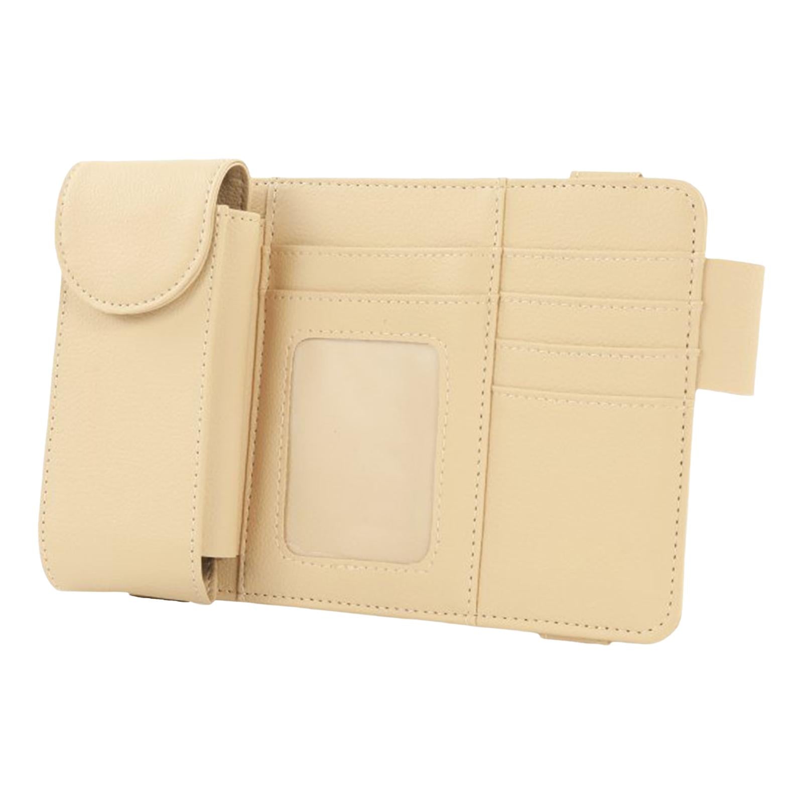Car Sun Visor Storage Organizer Durable Premium Vehicle Interior Accessories Beige