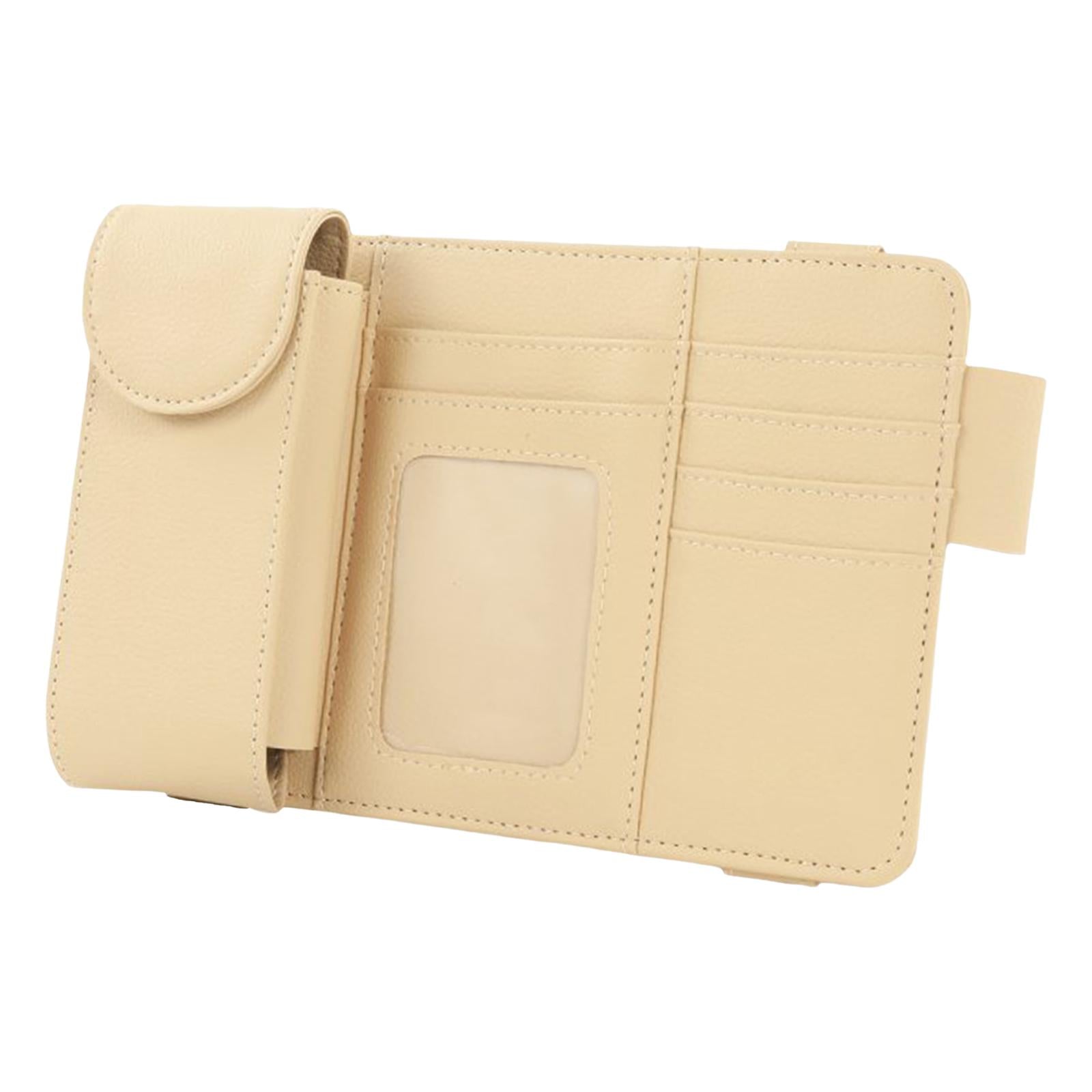 Car Sun Visor Storage Organizer Durable Premium Vehicle Interior Accessories Beige