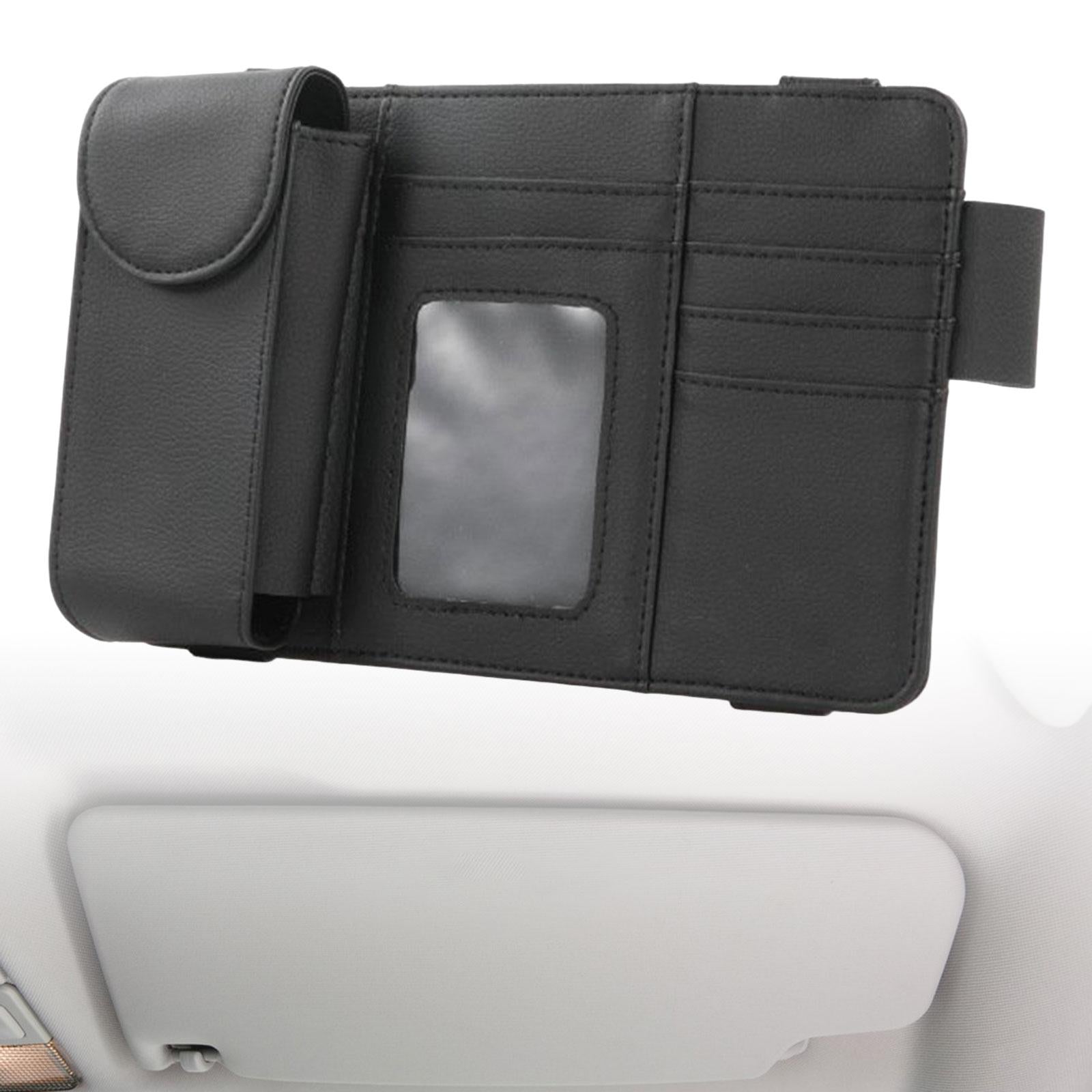 Car Sun Visor Storage Organizer Durable Premium Vehicle Interior Accessories Black