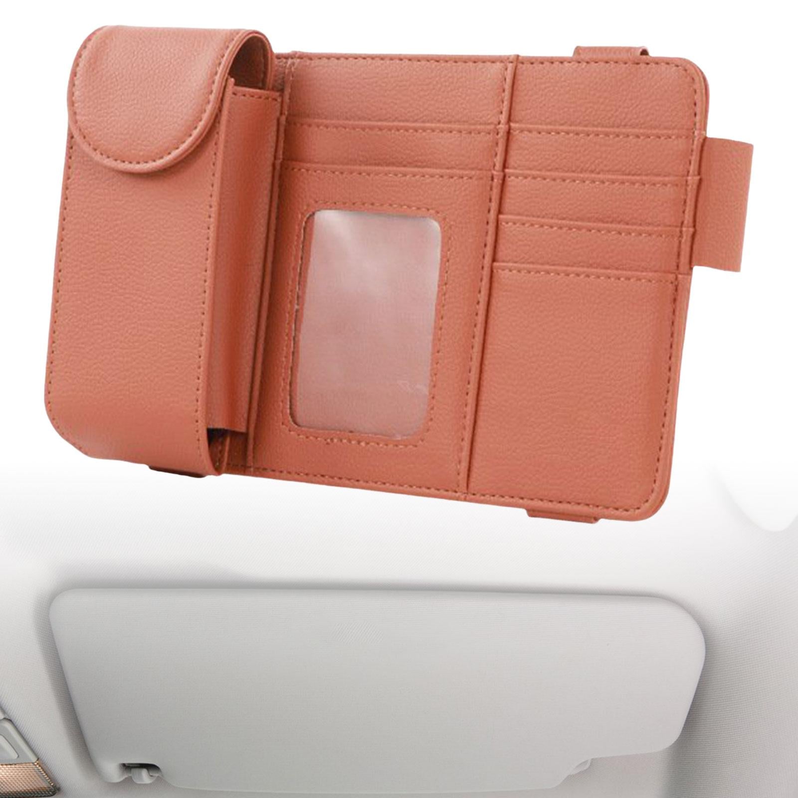 Car Sun Visor Storage Organizer Durable Premium Vehicle Interior Accessories Brown