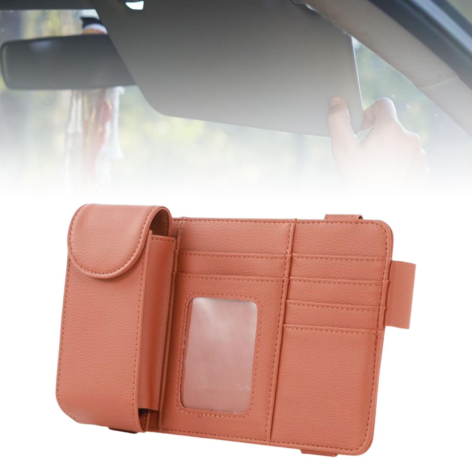 Car Sun Visor Storage Organizer Durable Premium Vehicle Interior Accessories Brown