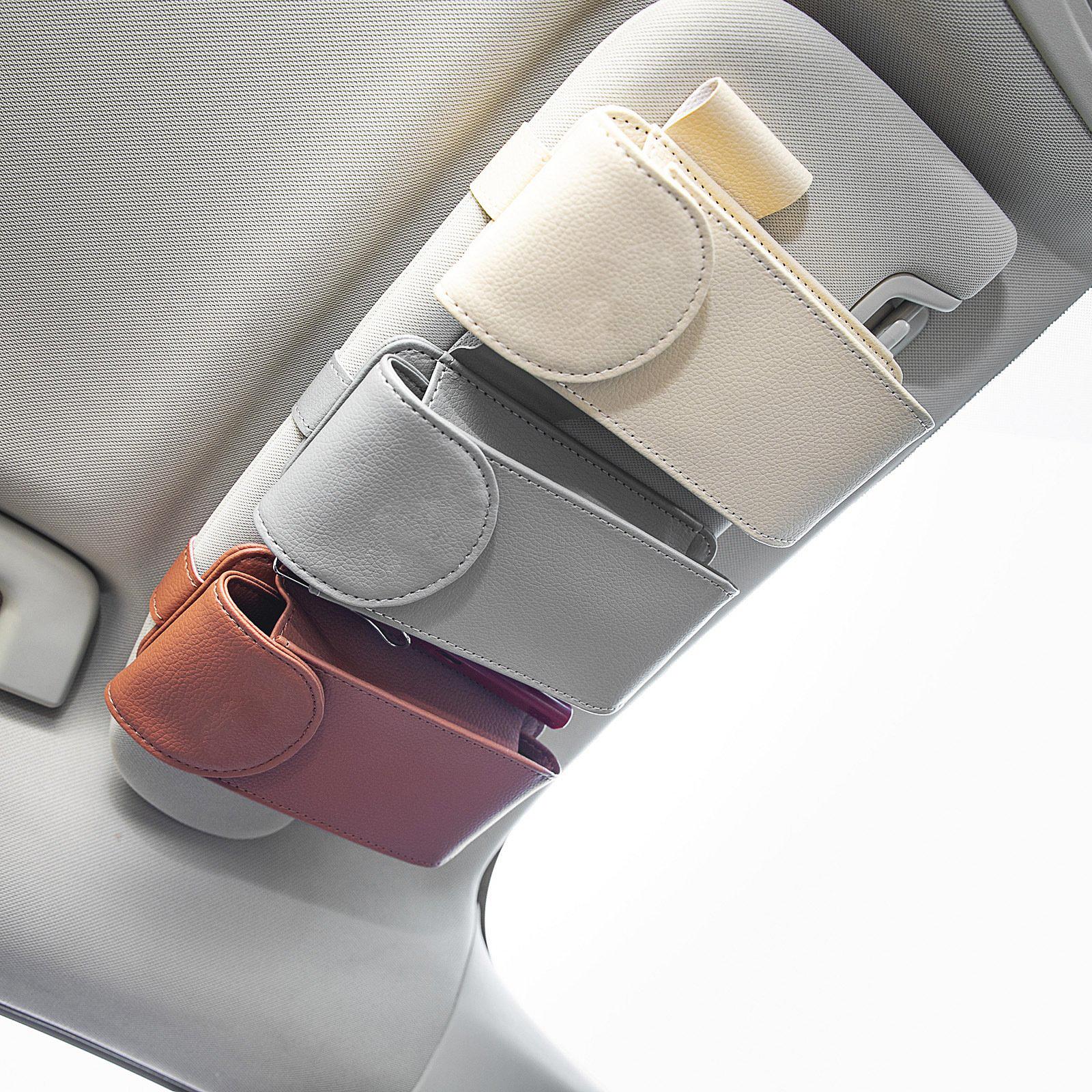 Sunglasses Holders for Car Sun Visor Universal for Automobile Truck SUV Beige