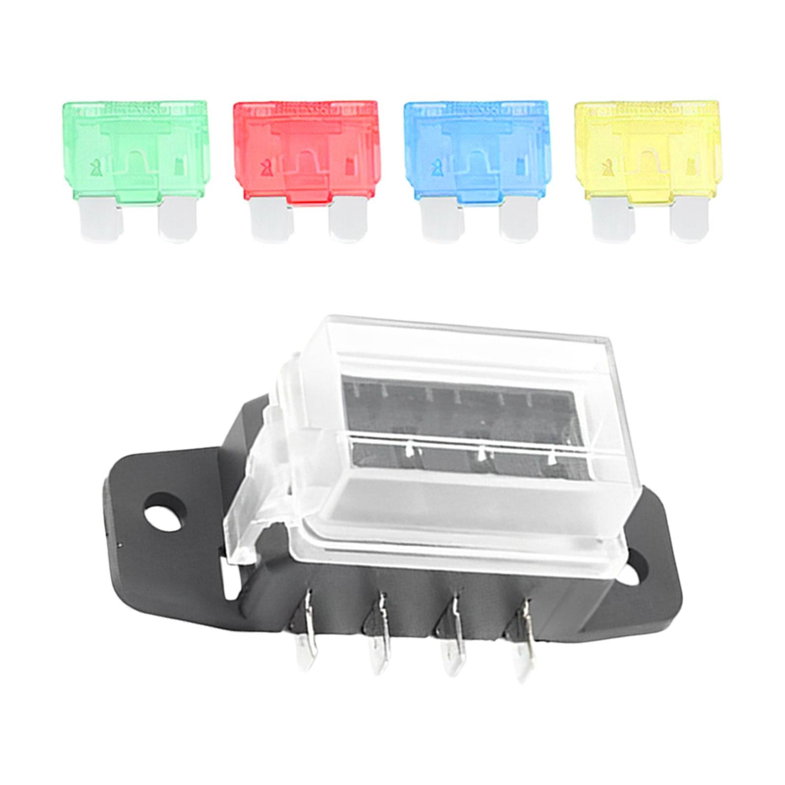 Car Auto Standard Blade Fuse Board Box Convenient Assemble Transparent Cover 4 Way Blade