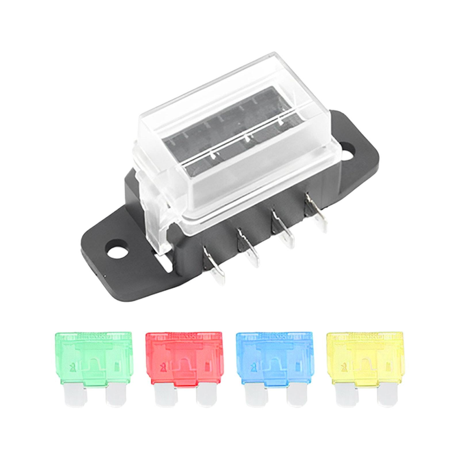 Car Auto Standard Blade Fuse Board Box Convenient Assemble Transparent Cover 4 Way Blade