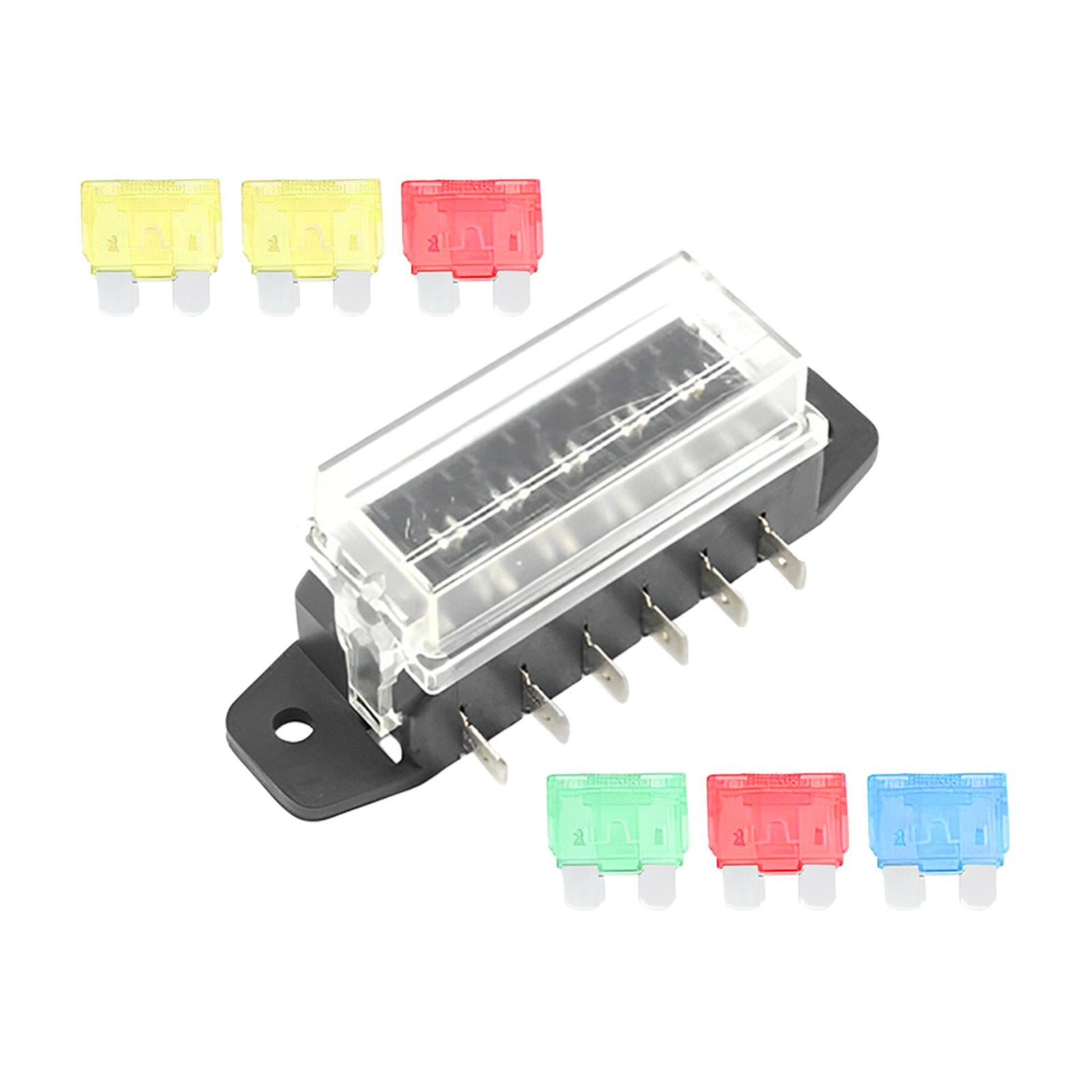 Car Auto Standard Blade Fuse Board Box Convenient Assemble Transparent Cover 6 Way Blade
