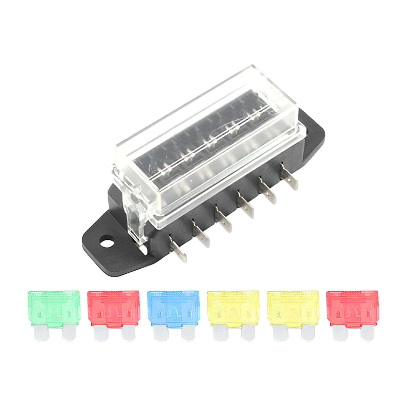 Car Auto Standard Blade Fuse Board Box Convenient Assemble Transparent Cover 6 Way Blade