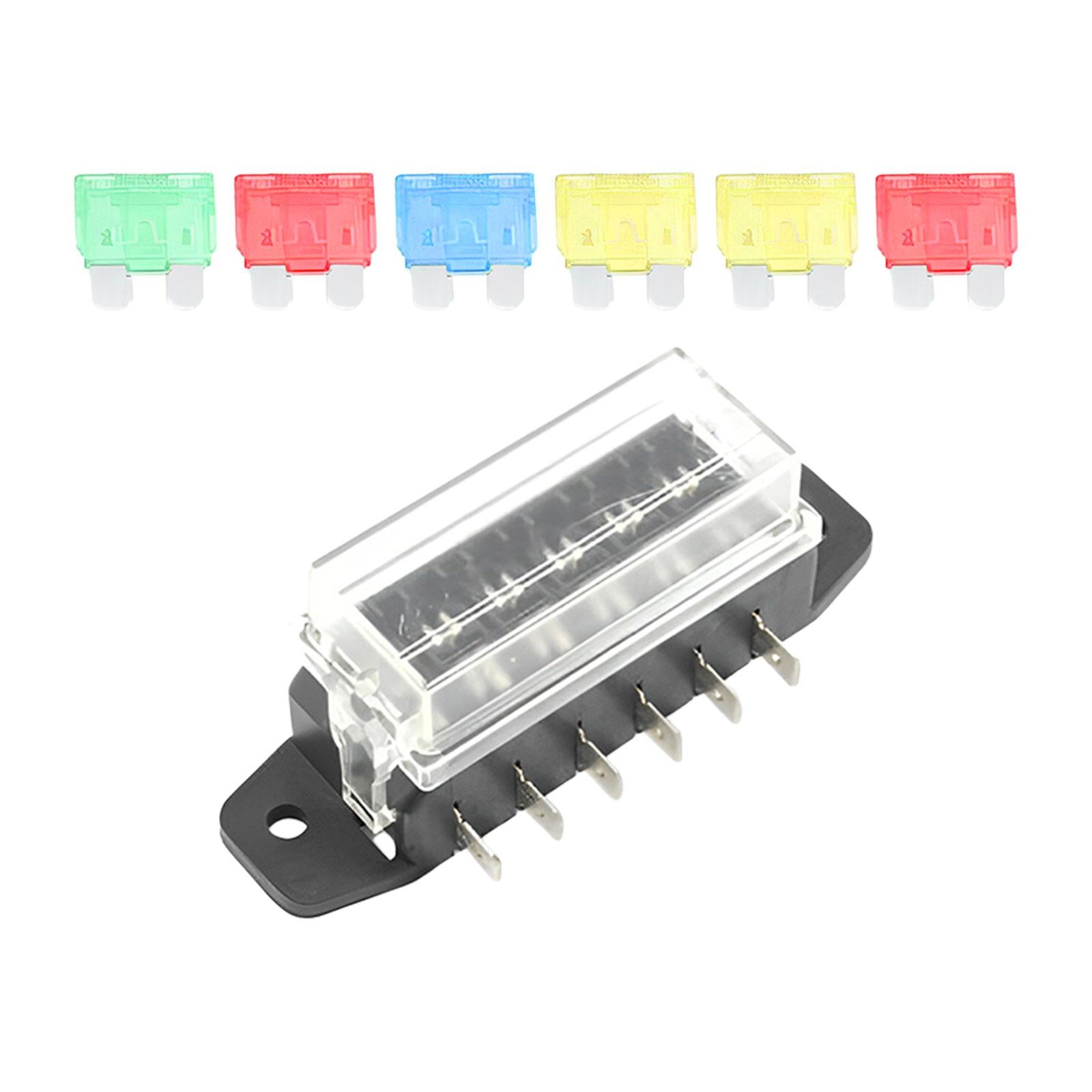 Car Auto Standard Blade Fuse Board Box Convenient Assemble Transparent Cover 6 Way Blade