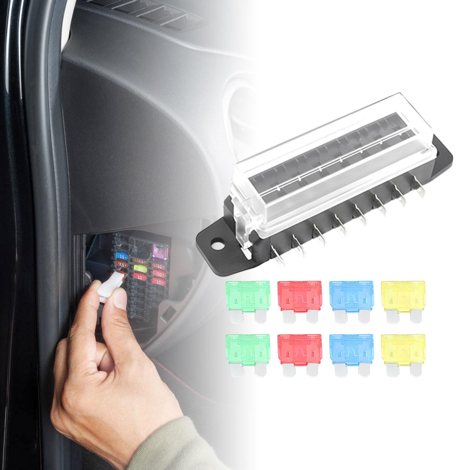 Car Auto Standard Blade Fuse Board Box Convenient Assemble Transparent Cover 8 Way Blade