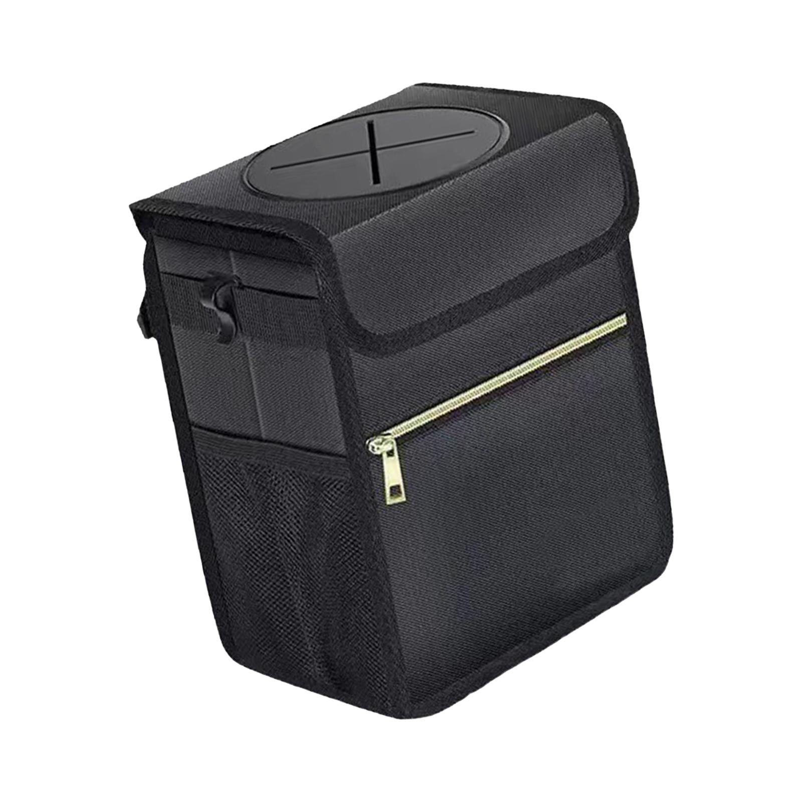 Car Garbage Can Car Trash Bin Organizer Multipurpose Black Durable Leakproof