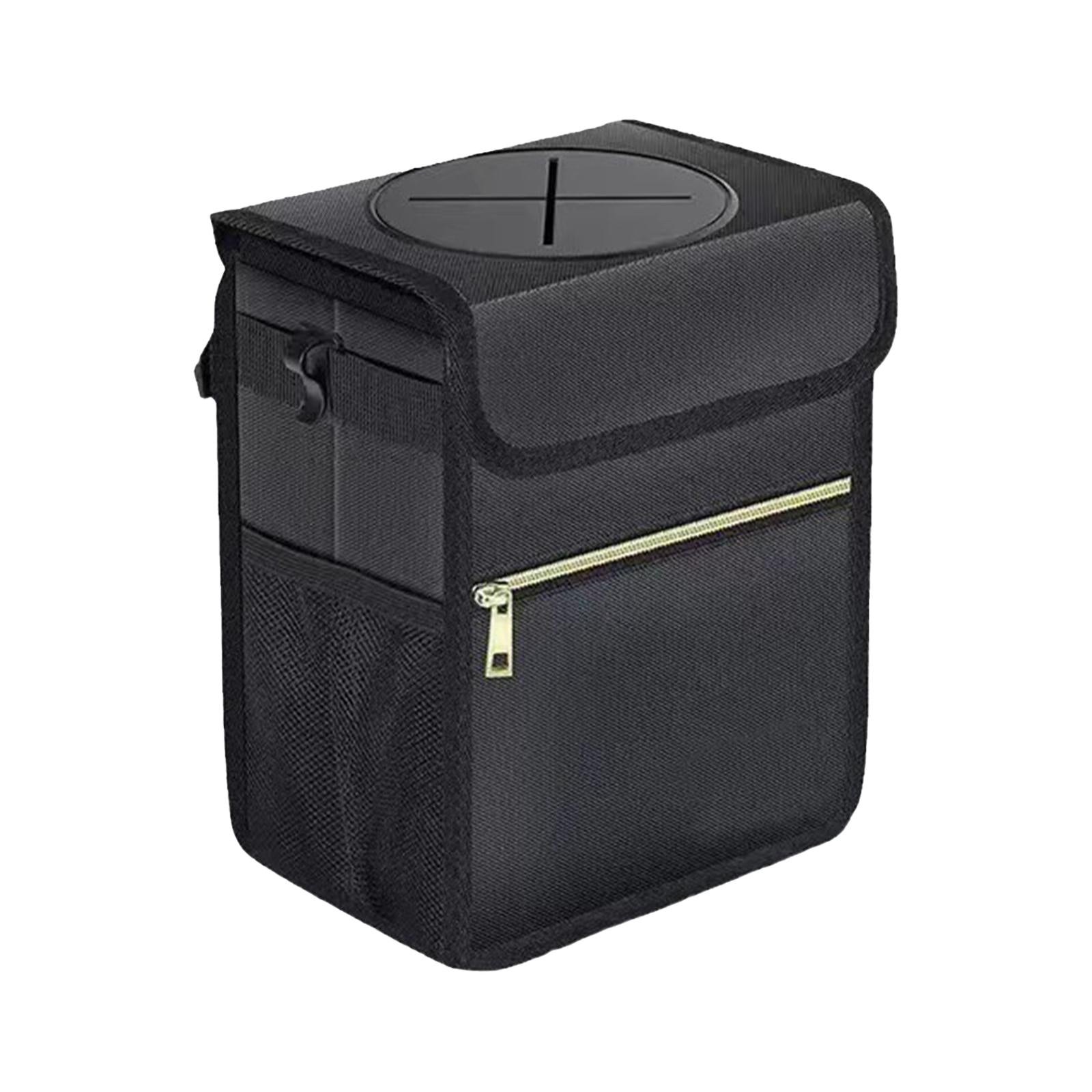 Car Garbage Can Car Trash Bin Organizer Multipurpose Black Durable Leakproof
