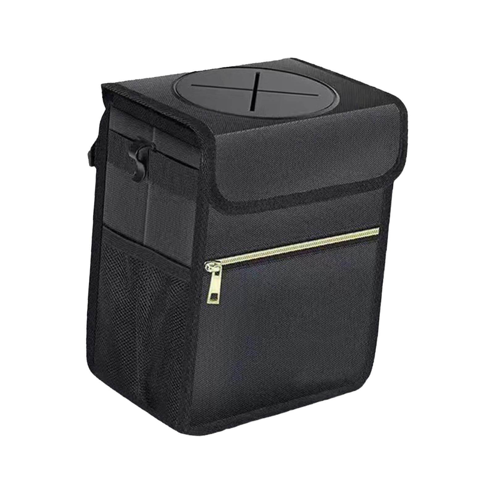 Car Garbage Can Car Trash Bin Organizer Multipurpose Black Durable Leakproof