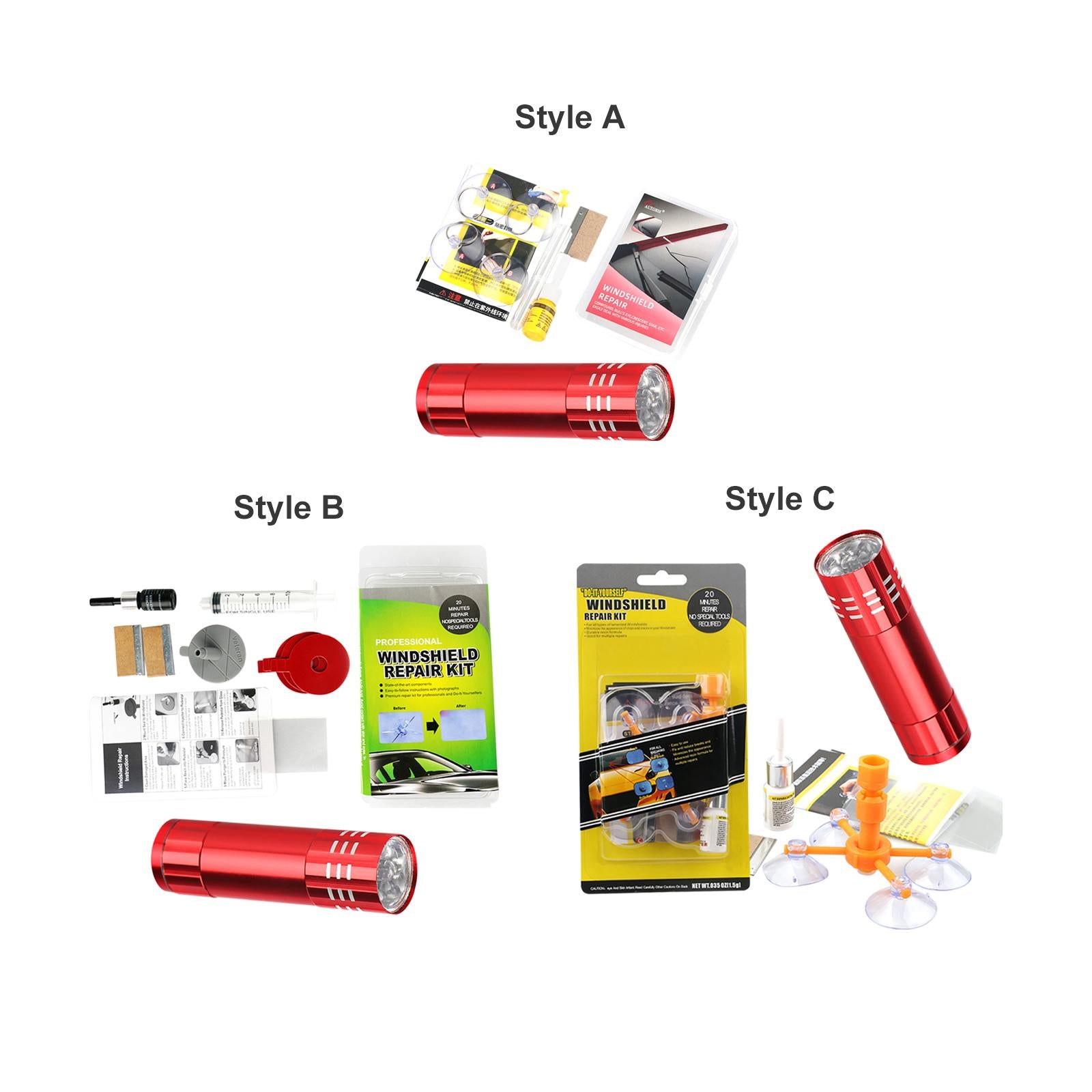 Windshield Crack Repair Kit Curing Lamp Automotive Glass Repair Fluid Glue Style A
