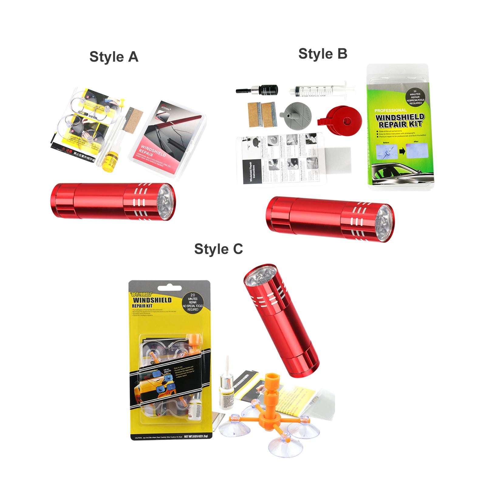 Windshield Crack Repair Kit Curing Lamp Automotive Glass Repair Fluid Glue Style A
