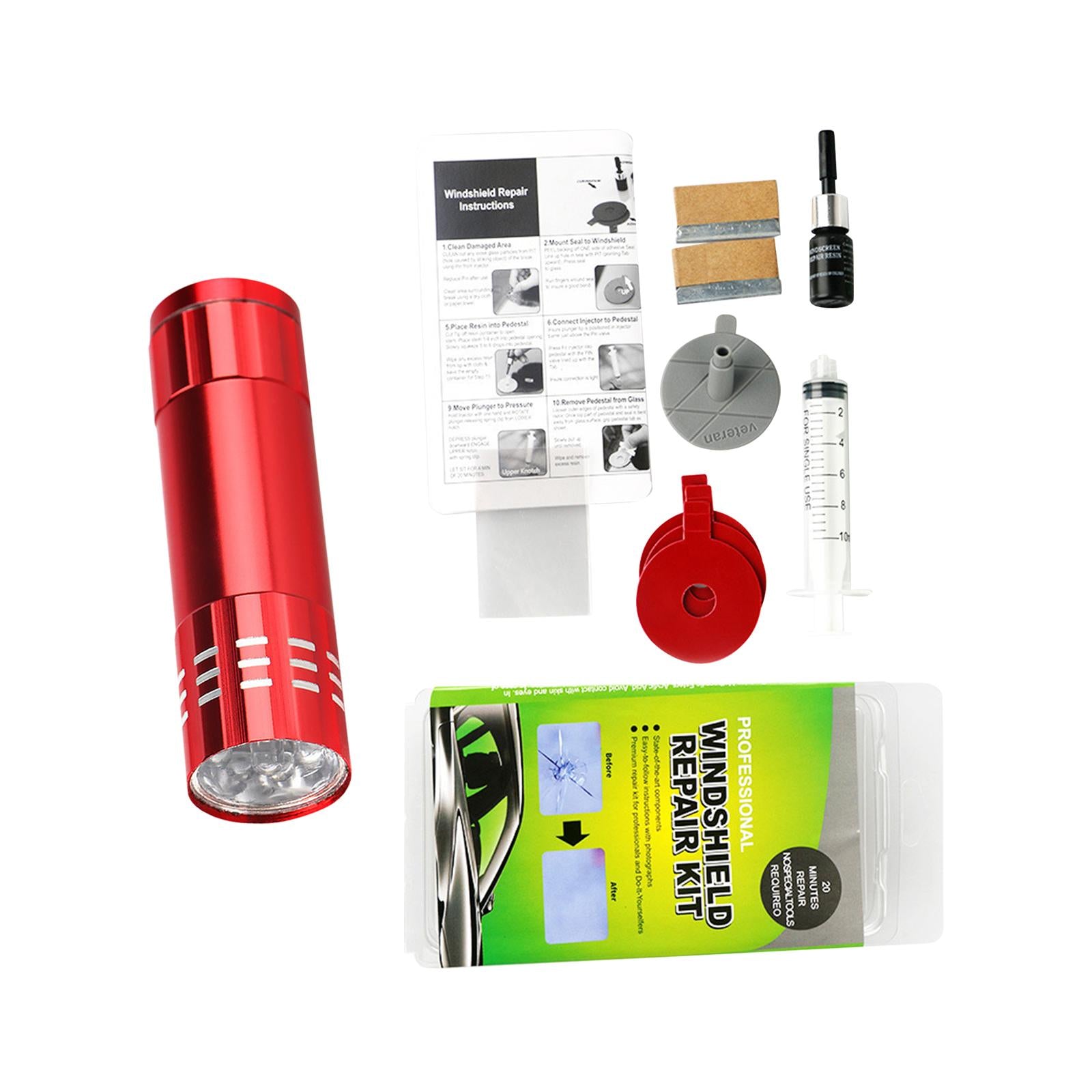 Windshield Crack Repair Kit Curing Lamp Automotive Glass Repair Fluid Glue Style B