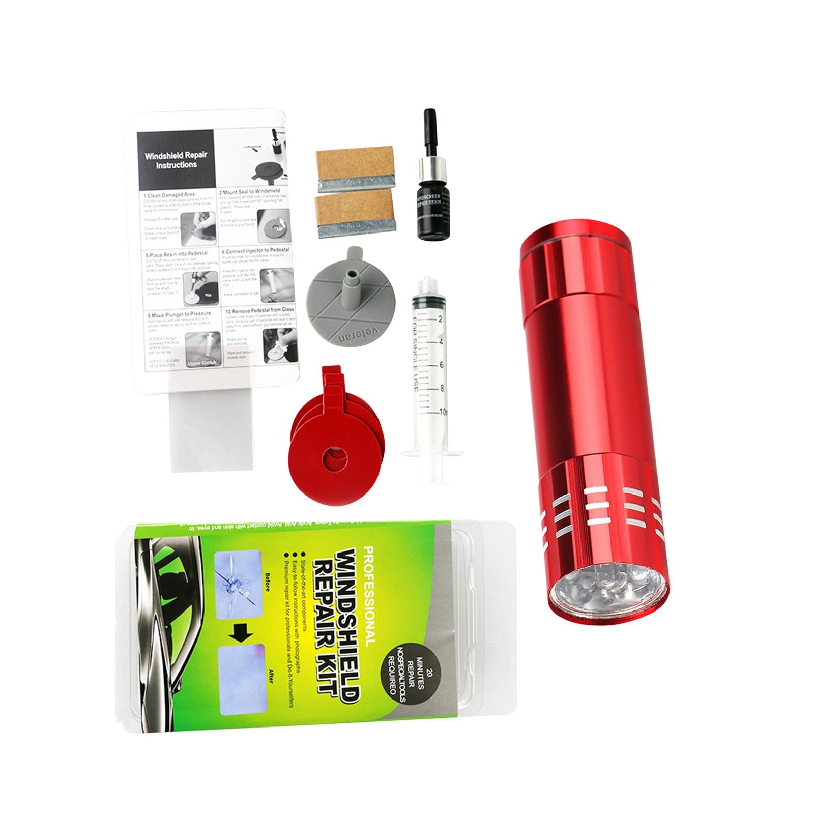 Windshield Crack Repair Kit Curing Lamp Automotive Glass Repair Fluid Glue Style B