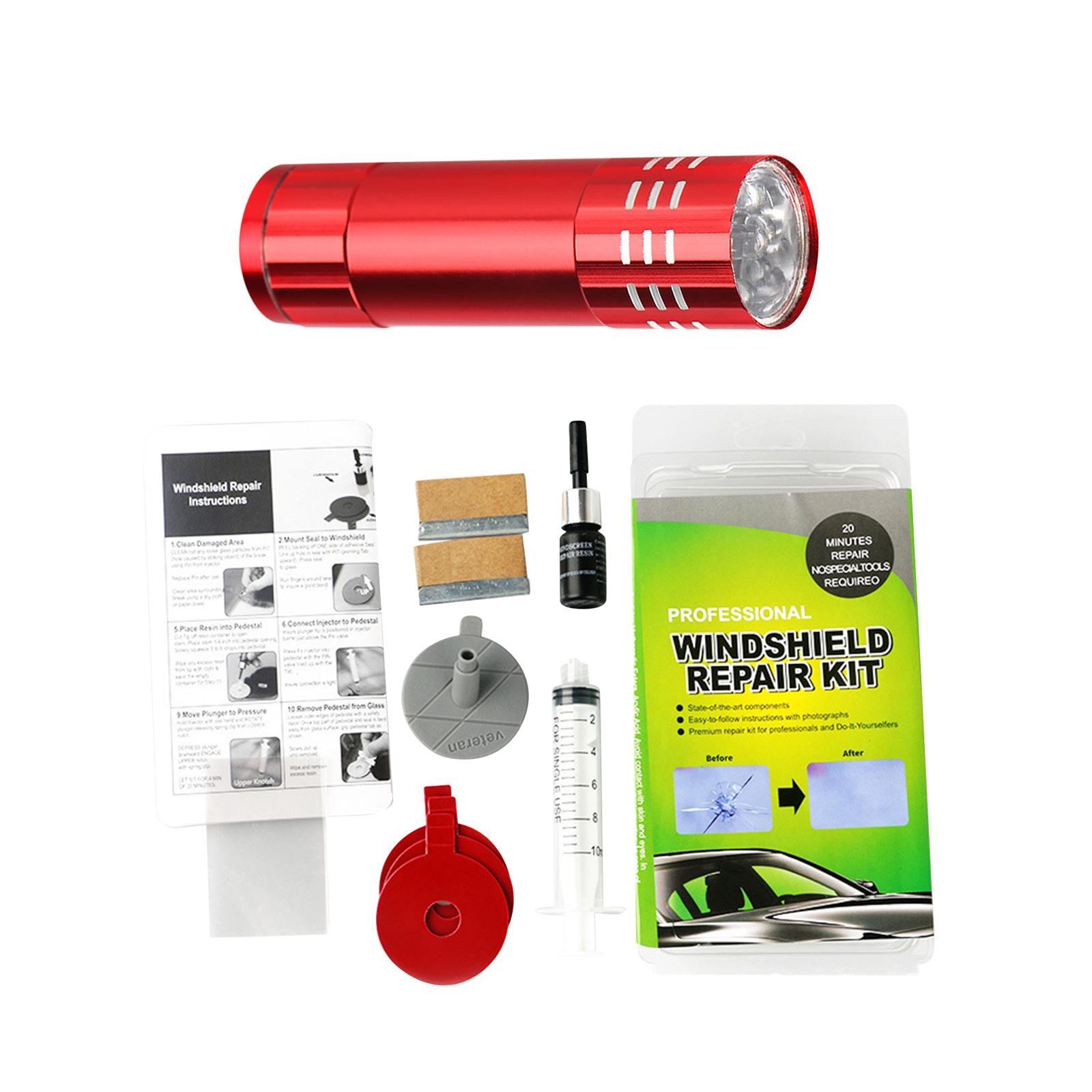 Windshield Crack Repair Kit Curing Lamp Automotive Glass Repair Fluid Glue Style B