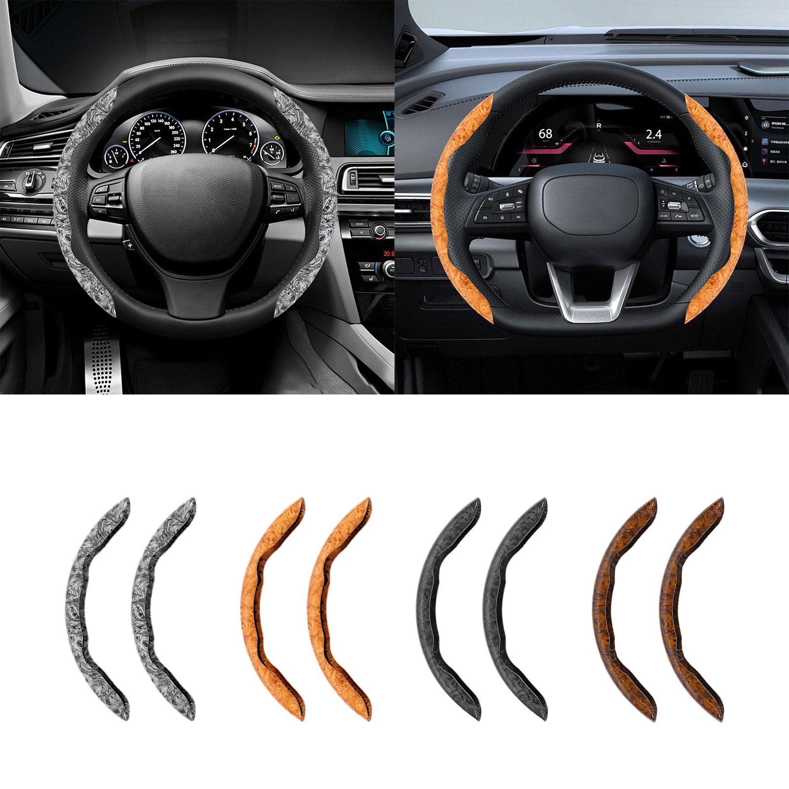 2 Pieces Car Steering Wheel Covers Durable Smooth Auto Interior Accessories gray