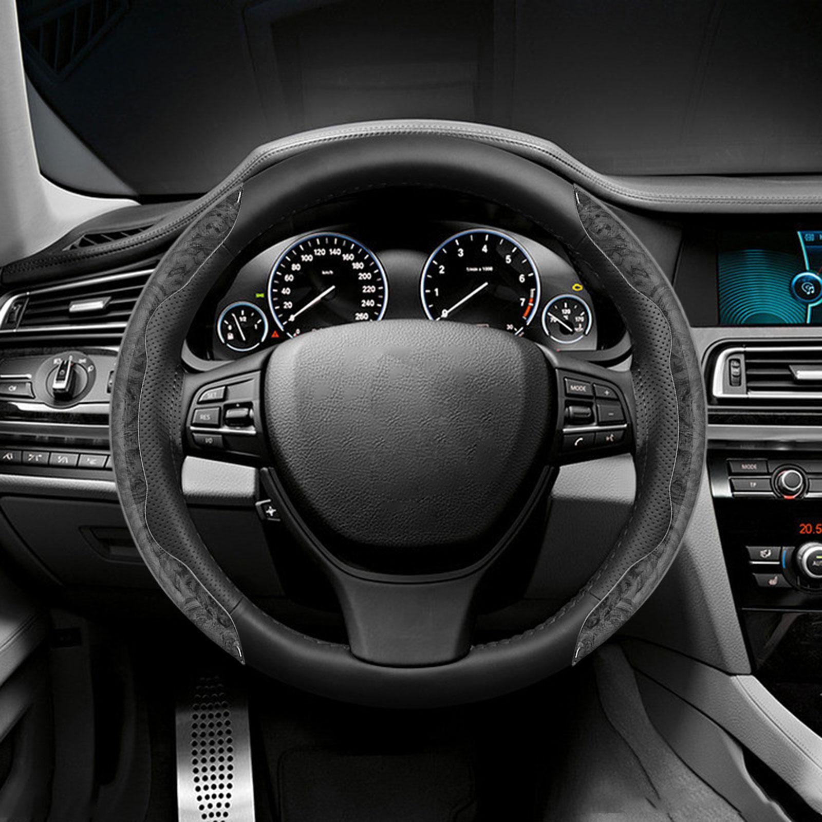 2 Pieces Car Steering Wheel Covers Durable Smooth Auto Interior Accessories black