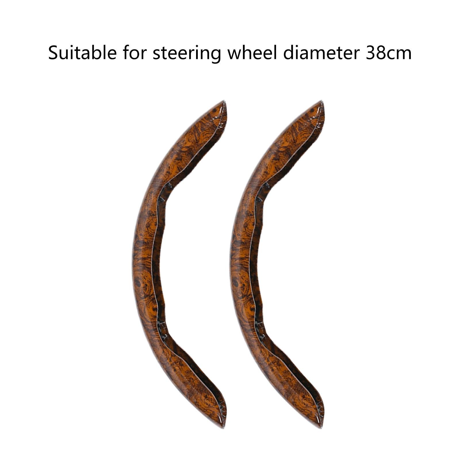 2 Pieces Car Steering Wheel Covers Durable Smooth Auto Interior Accessories brown