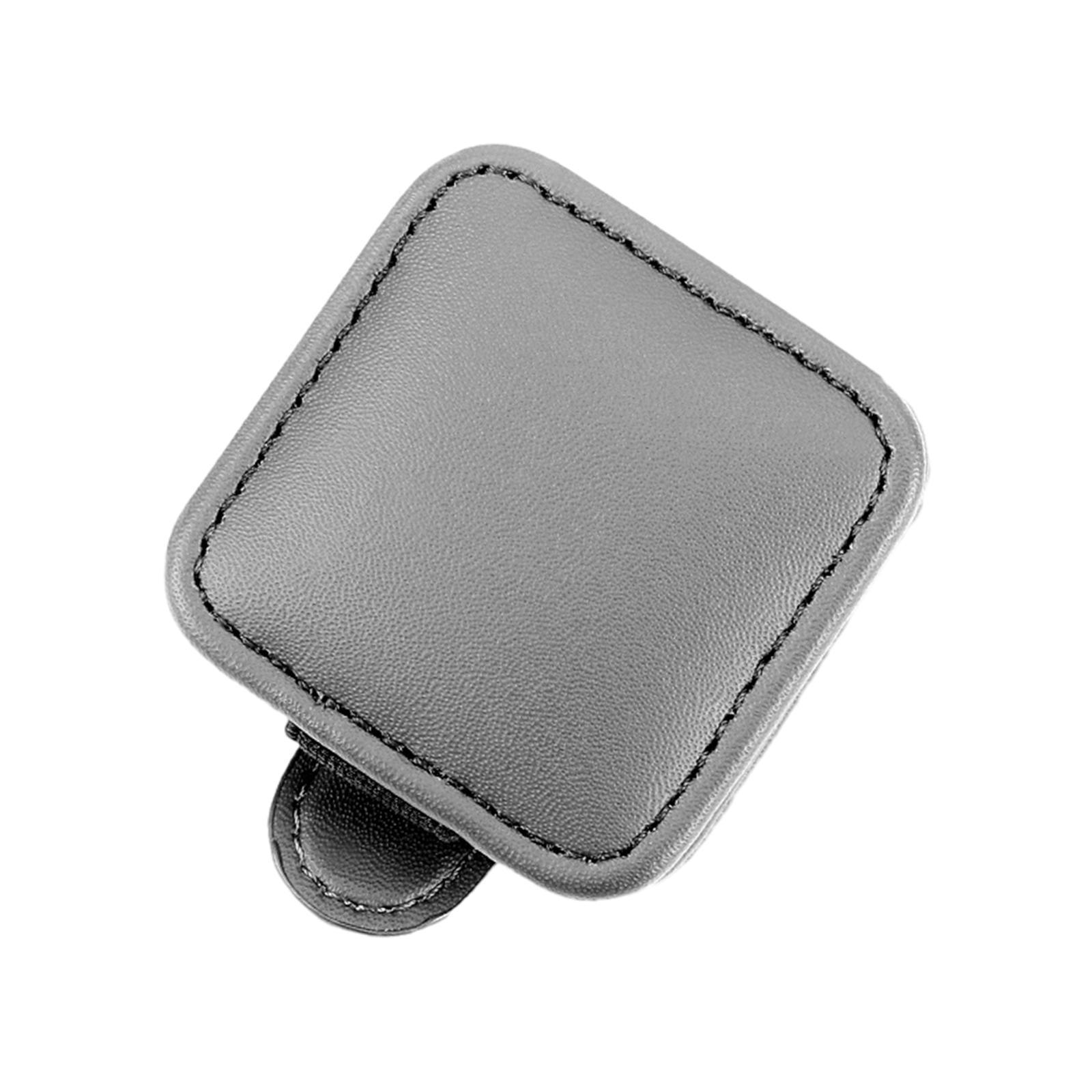 Sunglasses Holder for Car Sun Visor PU Leather for Automotive SUV Truck Gray