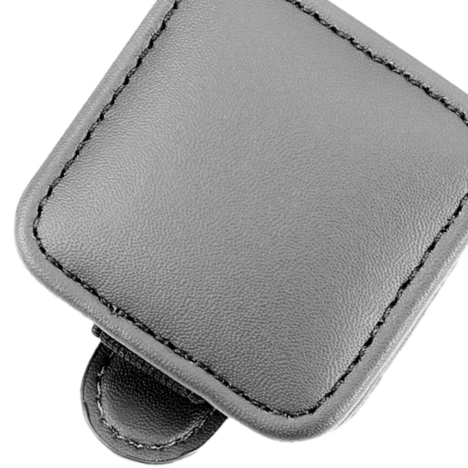Sunglasses Holder for Car Sun Visor PU Leather for Automotive SUV Truck Gray