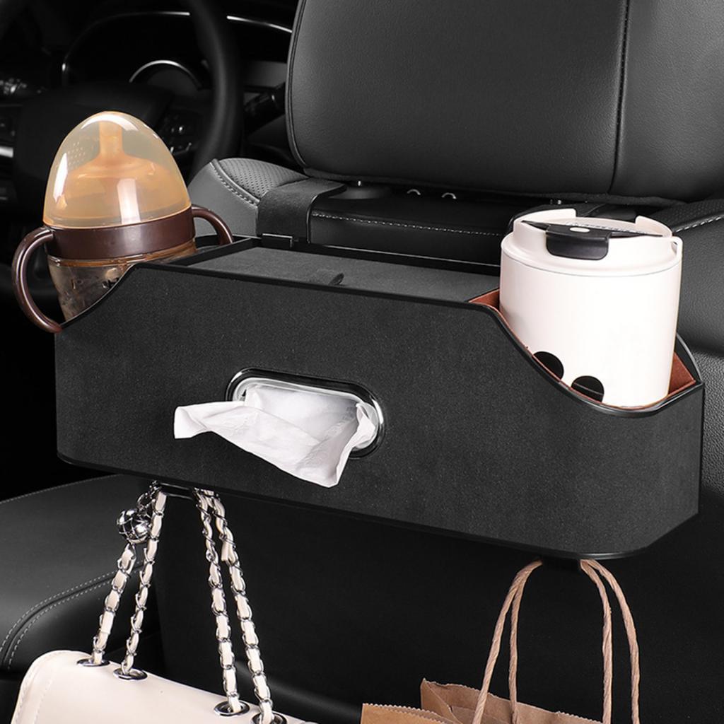 Car Headrest Organizer with 2 Drink Cup Holder for Travel Baby Toddlers Black