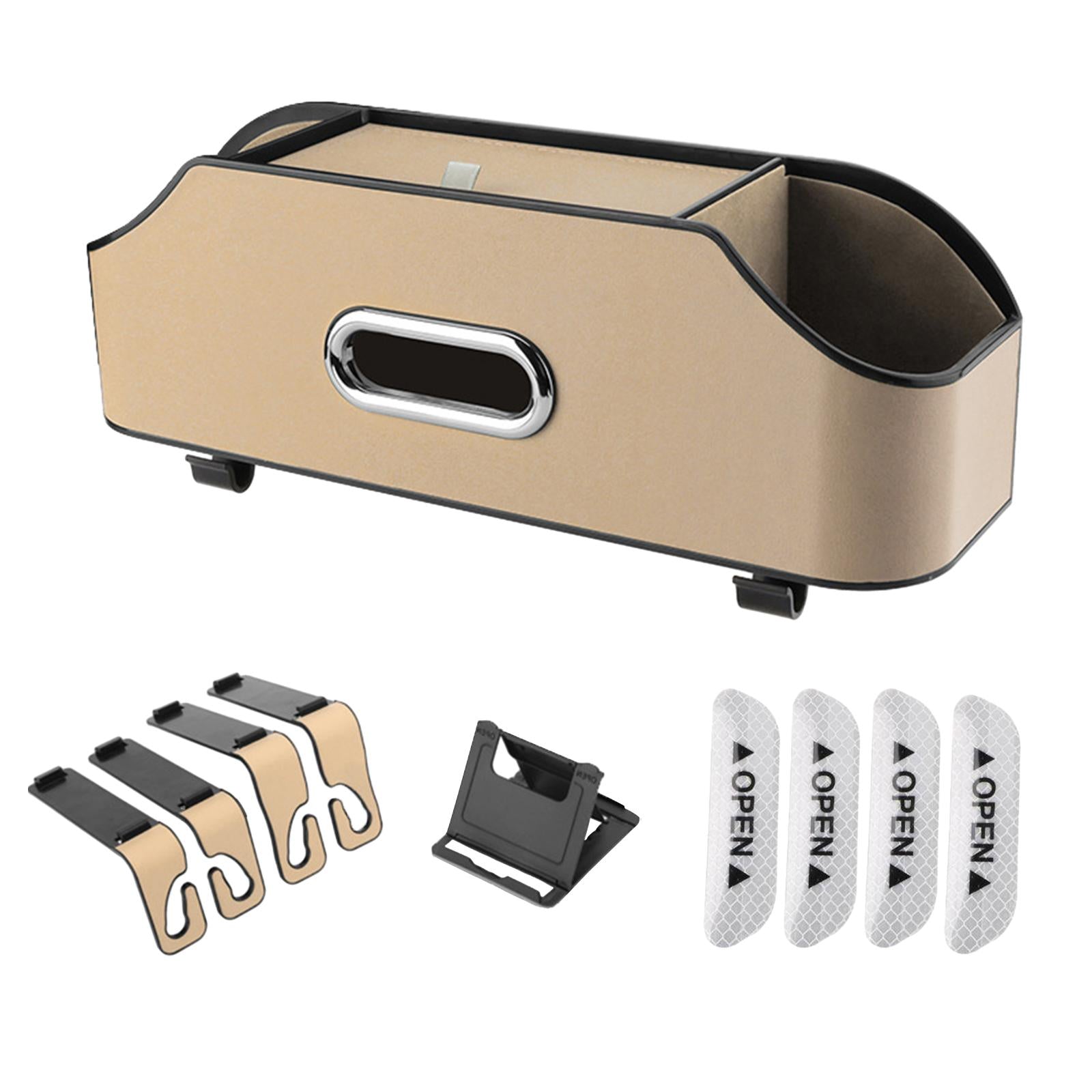Car Headrest Organizer with 2 Drink Cup Holder for Travel Baby Toddlers Beige