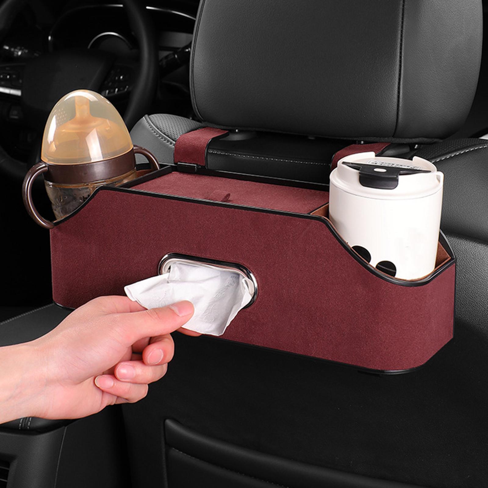 Car Headrest Organizer with 2 Drink Cup Holder for Travel Baby Toddlers Red