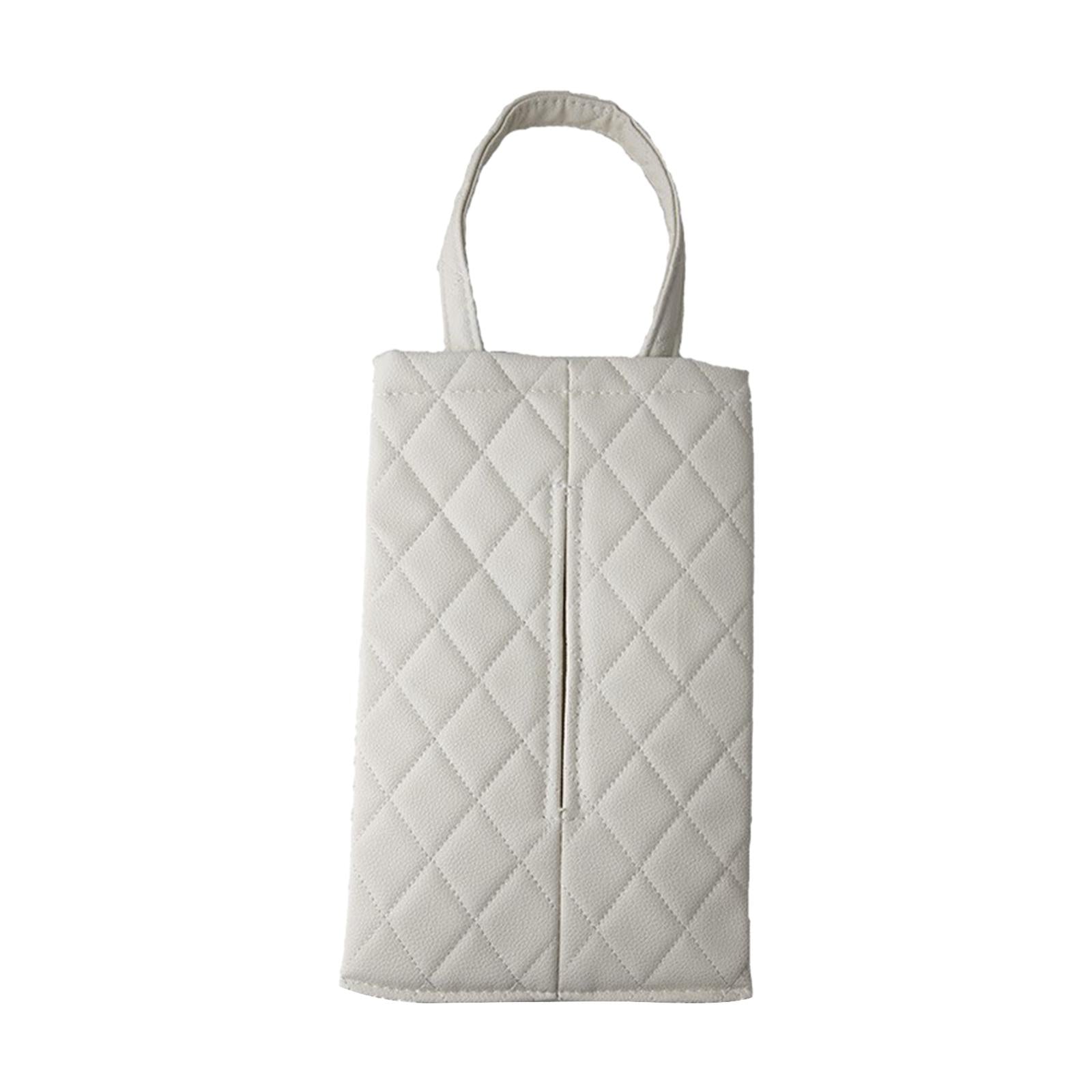 Car Seat Tissue Bag Portable Paper Towel Cover for Outdoor Desk Kitchen white