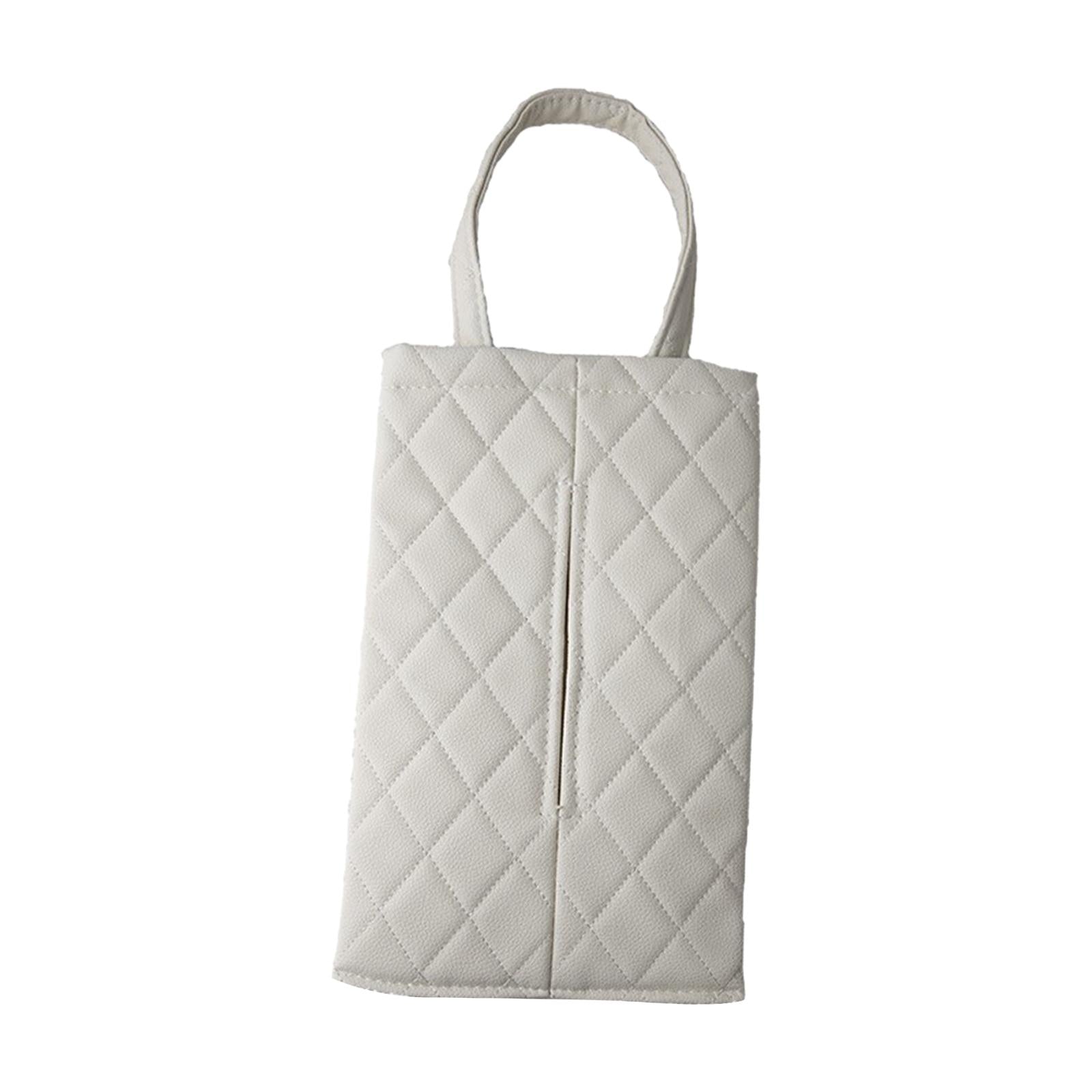 Car Seat Tissue Bag Portable Paper Towel Cover for Outdoor Desk Kitchen white