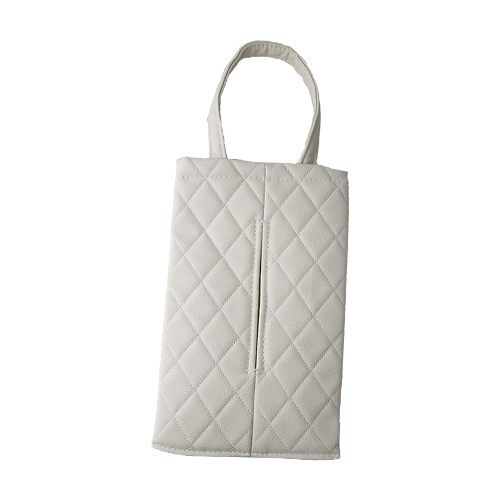 Car Seat Tissue Bag Portable Paper Towel Cover for Outdoor Desk Kitchen white