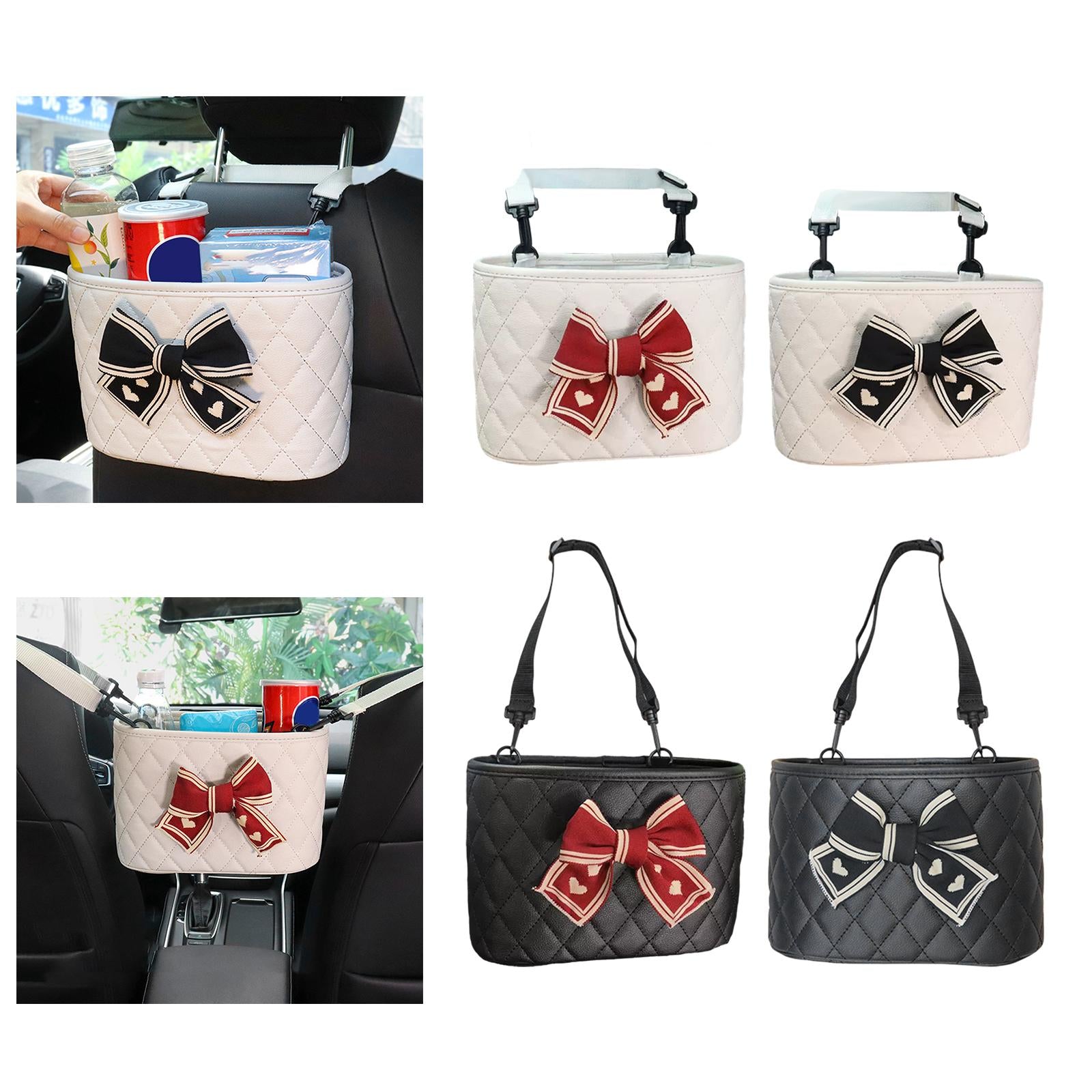 Car Backseat Organizer Waterproof for Water Cup Drink Cup Purse Storage White Red
