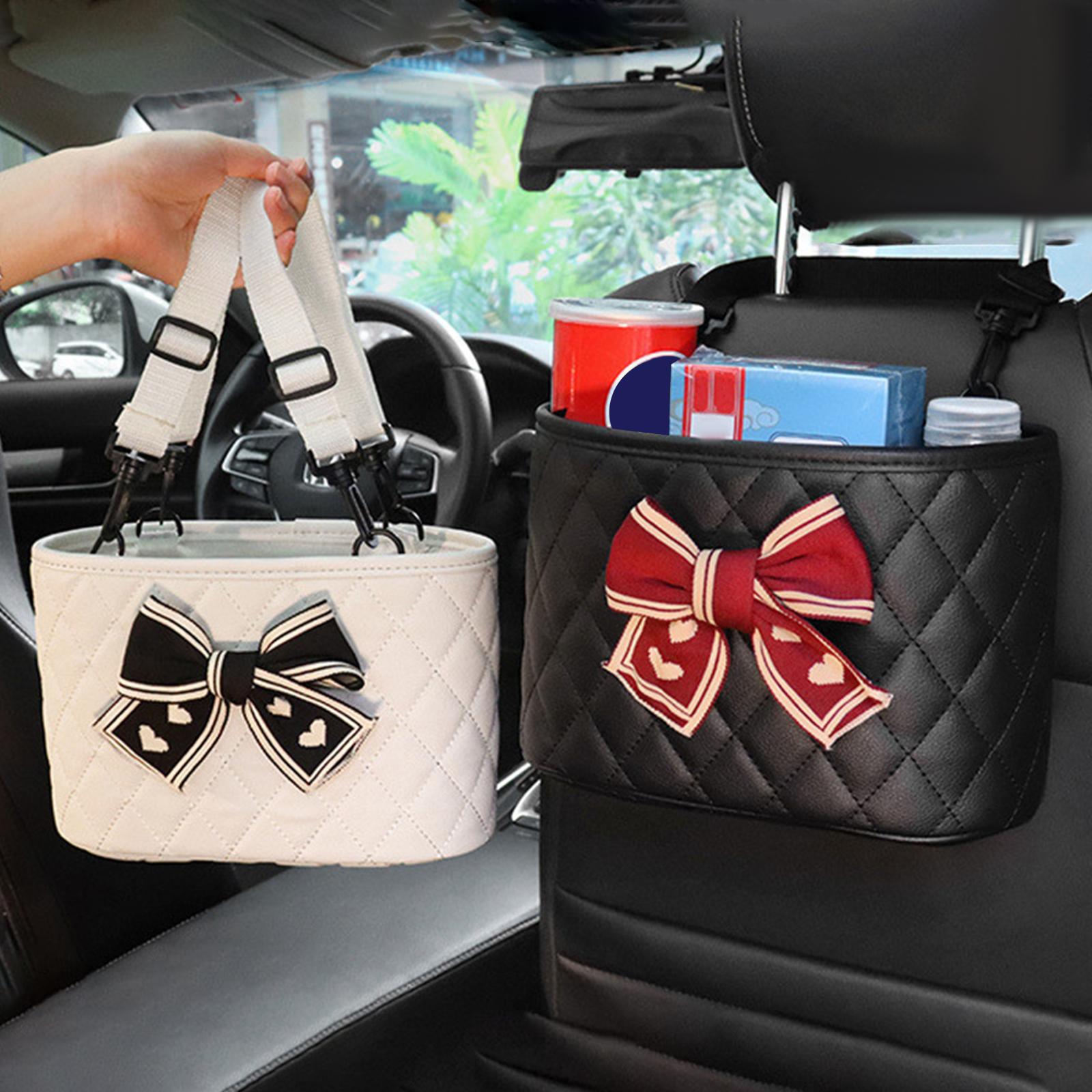 Car Backseat Organizer Waterproof for Water Cup Drink Cup Purse Storage White Red