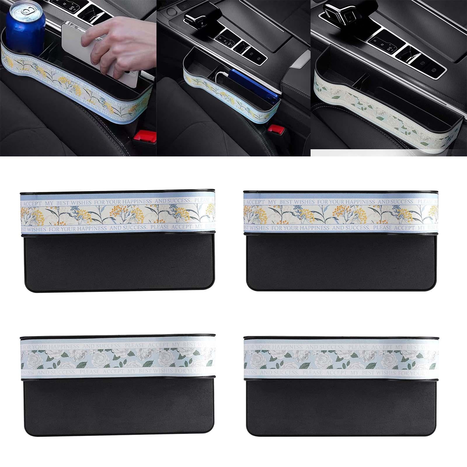 Car Front Seat Slit Storage Box with Bottle Organizer Durable Multifunctional Driver Seat