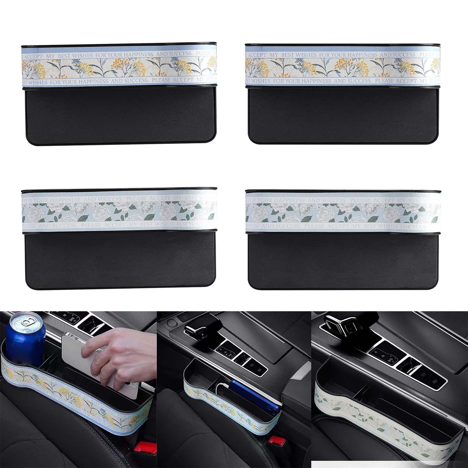 Car Front Seat Slit Storage Box with Bottle Organizer Durable Multifunctional Driver Seat