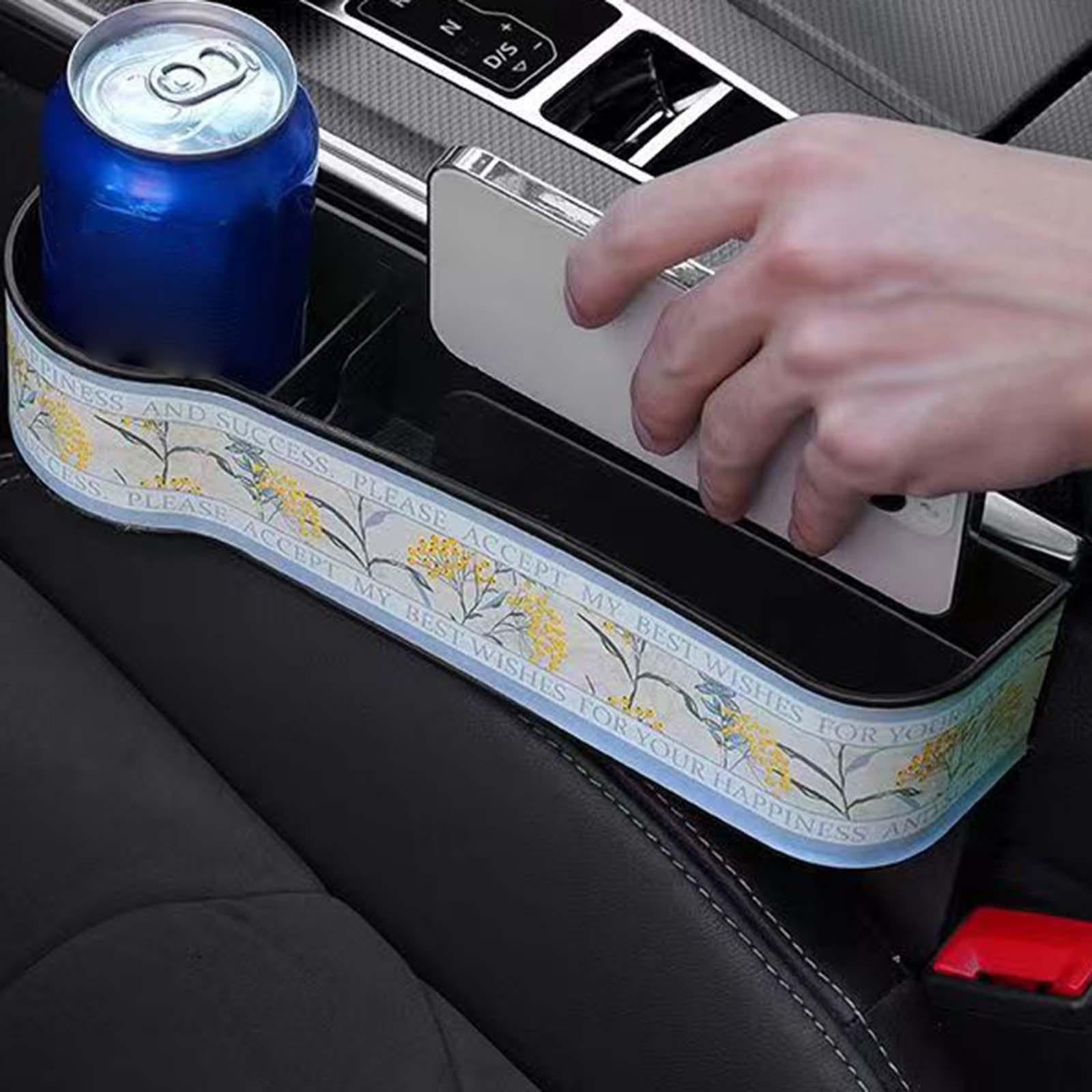 Car Front Seat Slit Storage Box with Bottle Organizer Durable Multifunctional Passenger Seat
