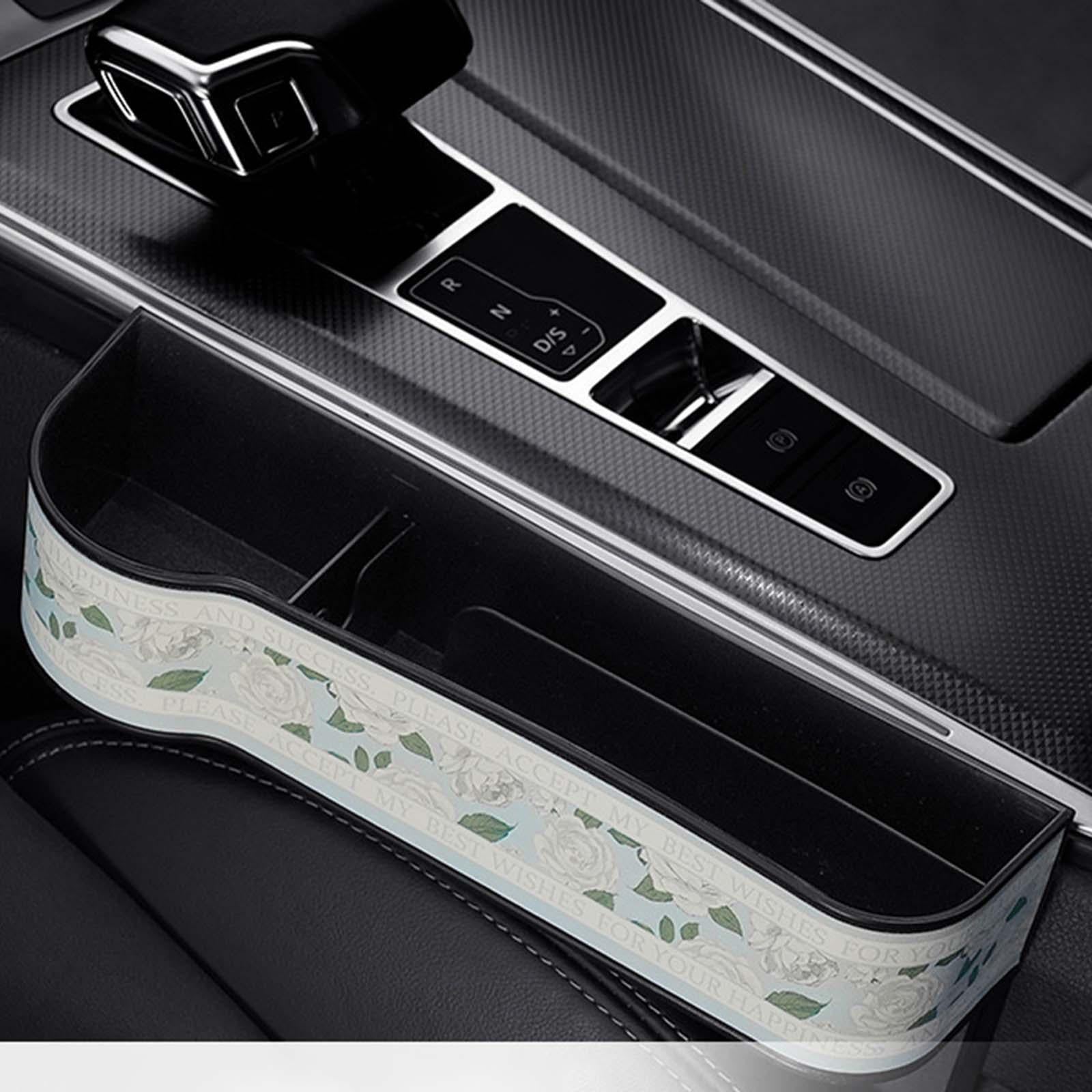 Car Front Seat Slit Organizer Filler with Cup Holder Rose Pattern Passenger Seat