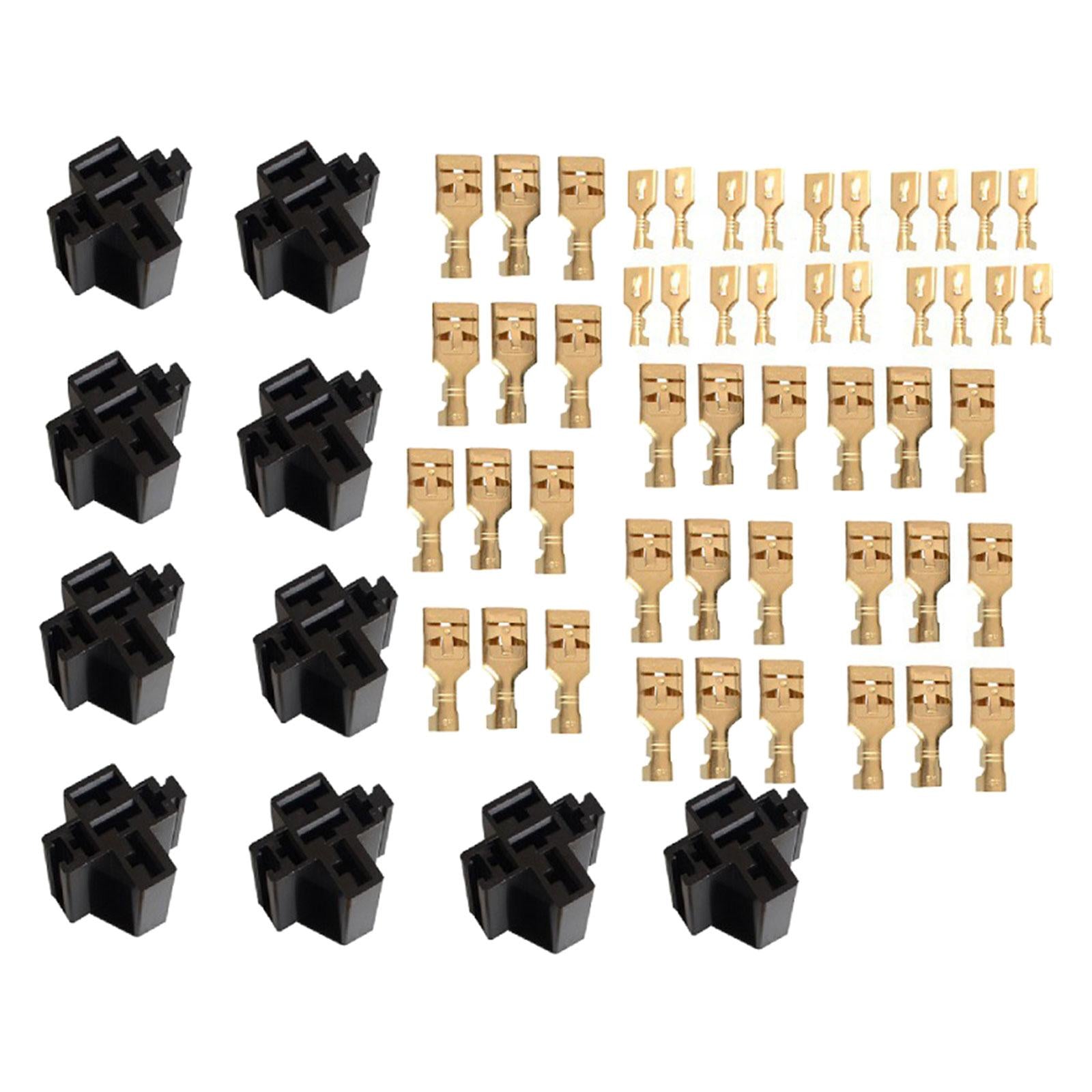 10 Pieces 5 Pin Automotive Relay Socket Connector Holders 80A Replace Parts