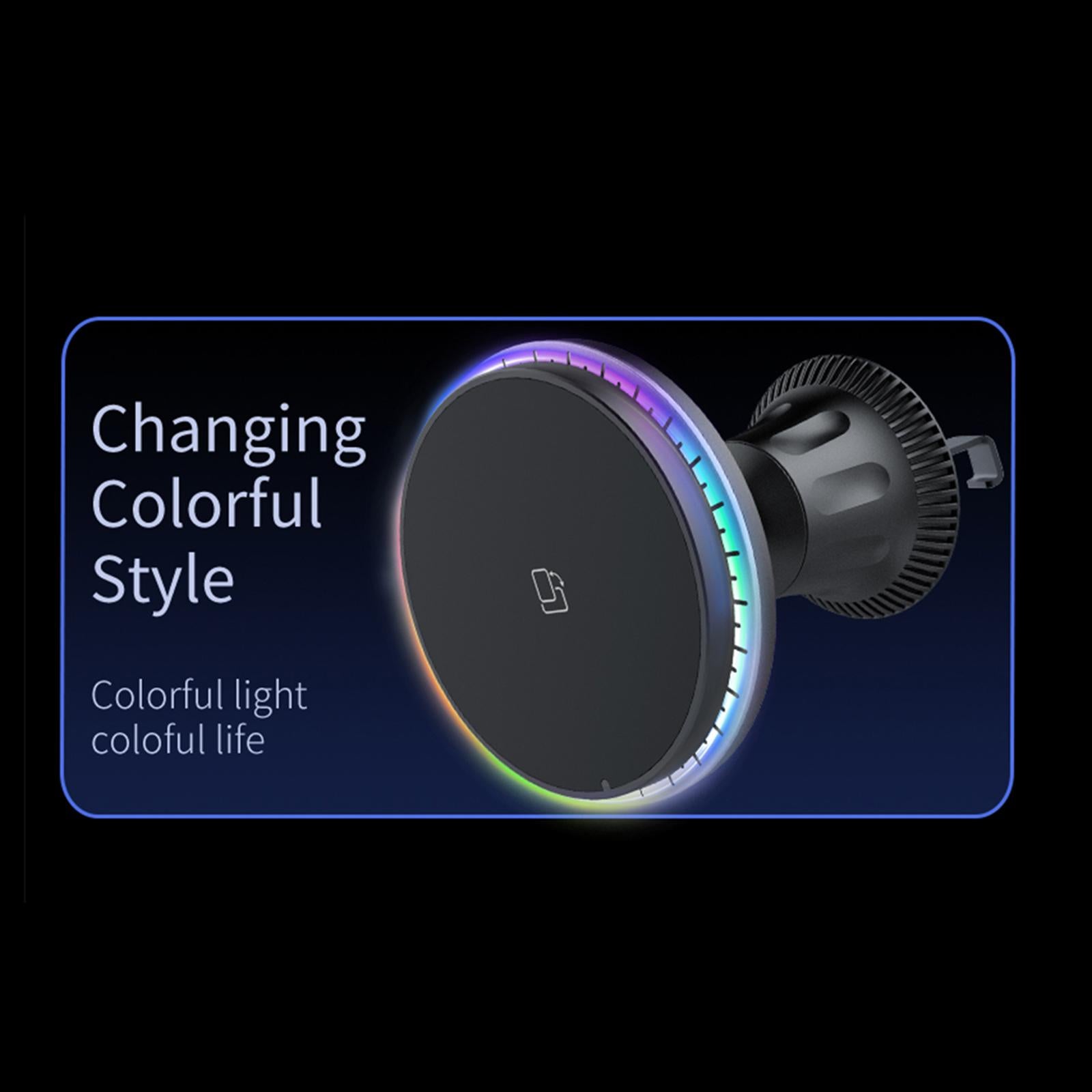 Phone Mount for Car Wireless Charger Magnetic Suction Automobile Accessories Colorful light